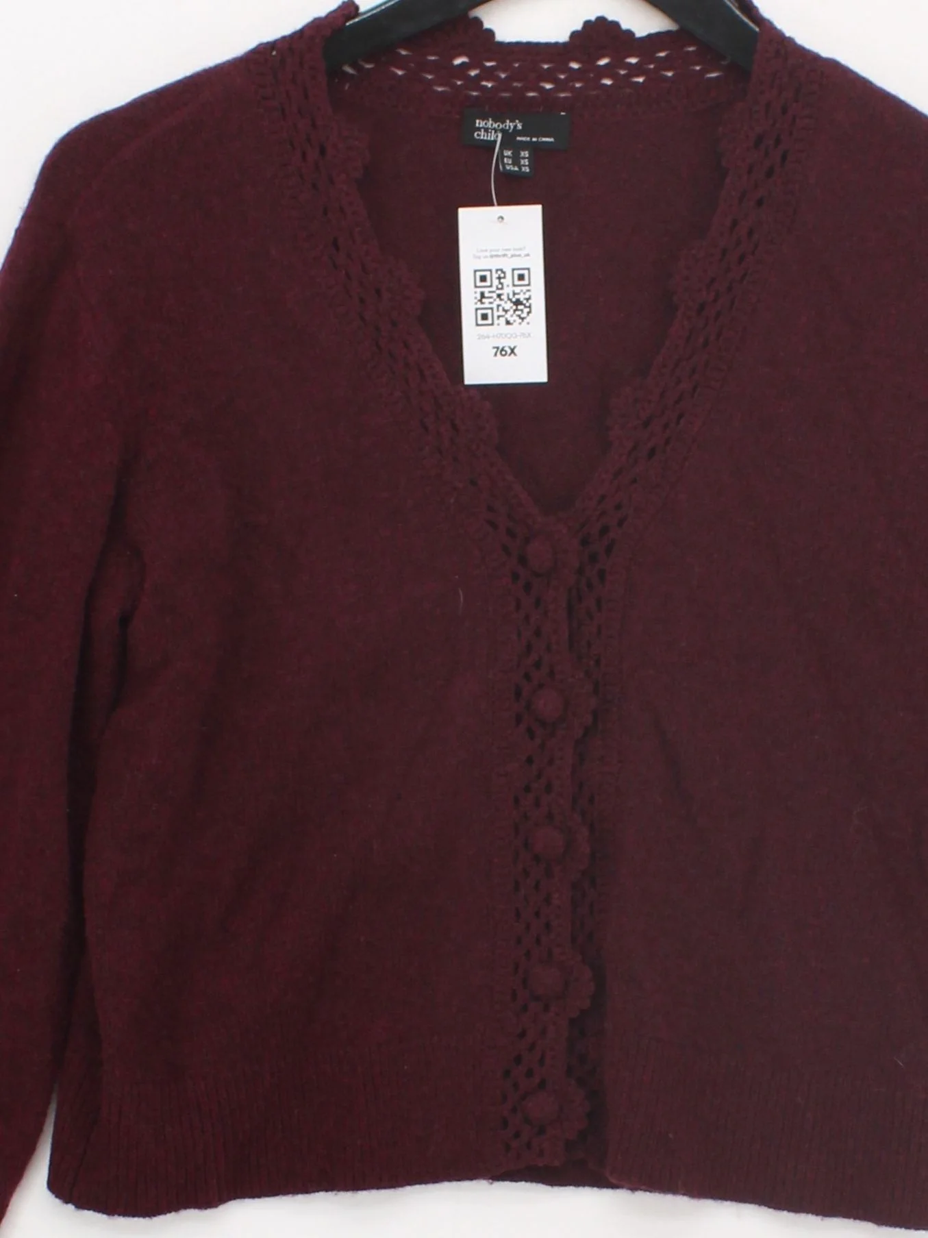 Nobody's Child Women's Cardigan XS Red Wool with Polyamide V-Neck Cardigan - Image 3