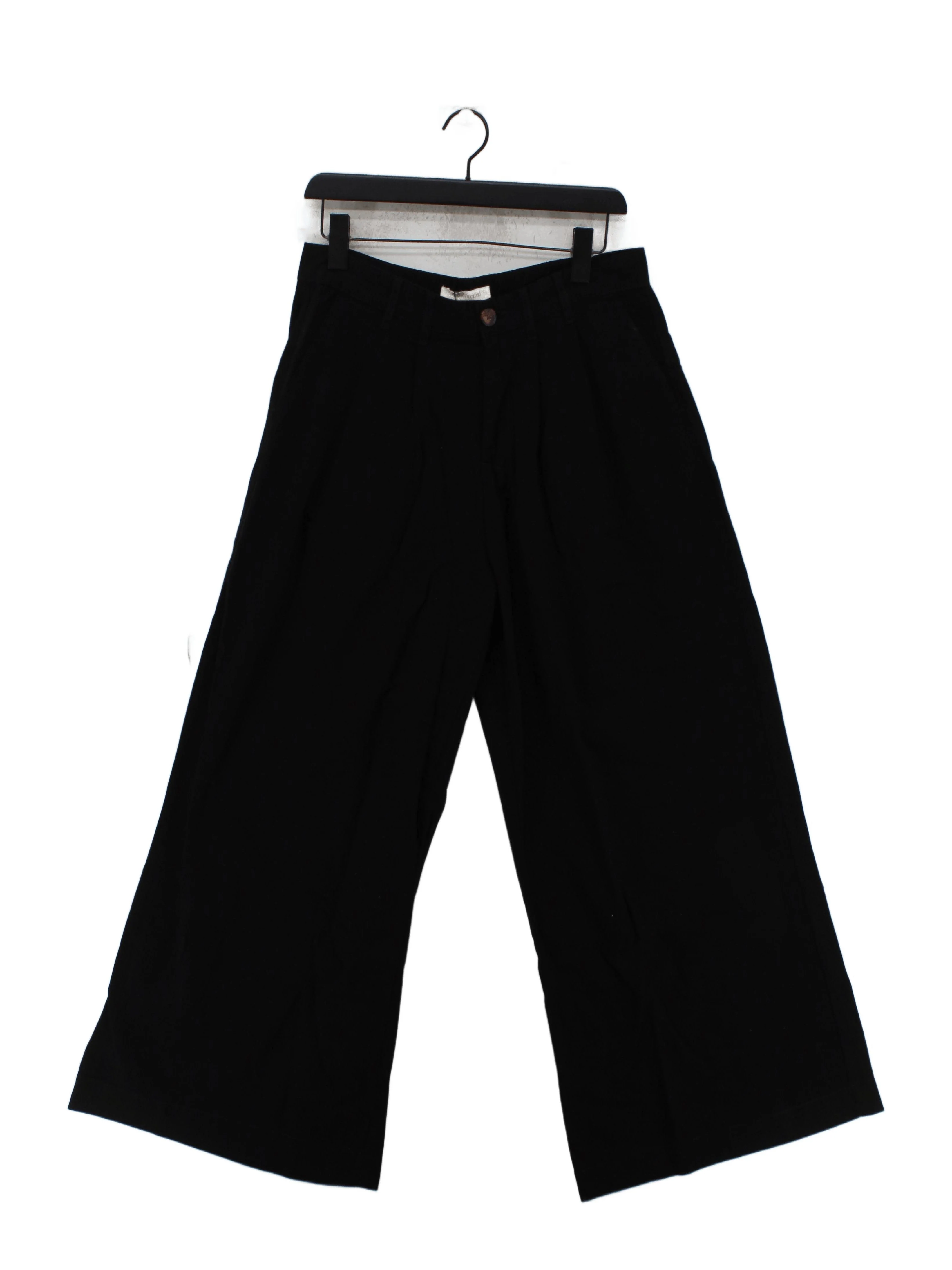 Nobody's Child Women's Trousers UK 14 Black 100% Cotton Wide-Leg Chino