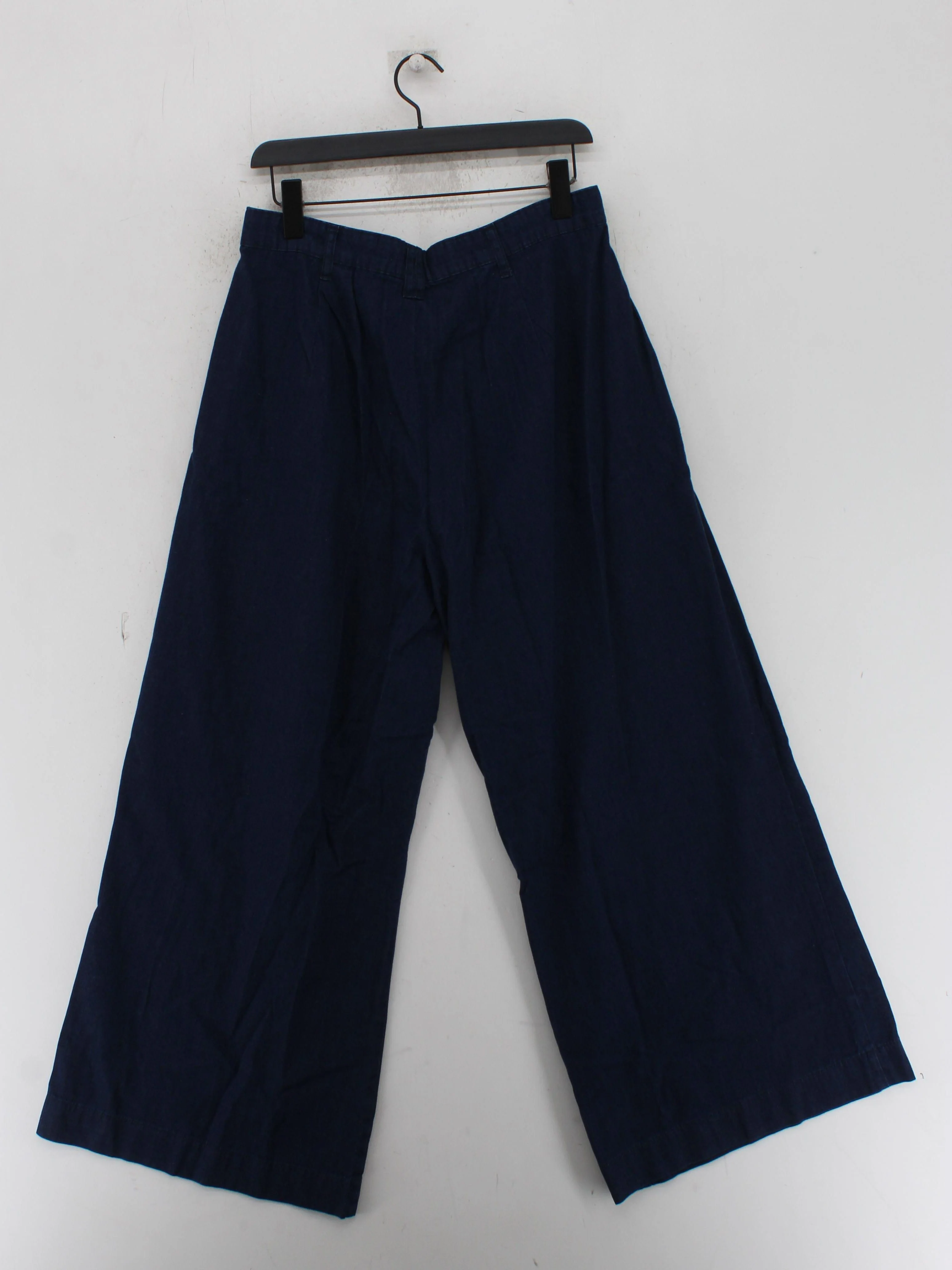 Nobody's Child Women's Trousers UK 14 Blue 100% Cotton Wide-Leg Cropped - Image 2