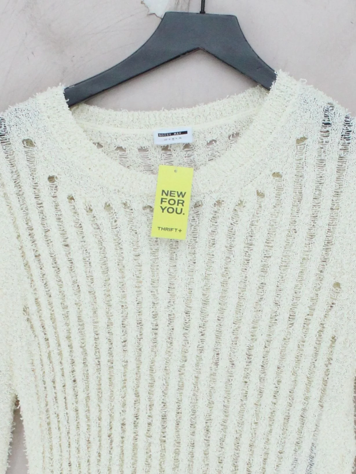 Noisy May Women's Jumper M Cream 100% Polyester Crew Neck Pullover - Image 3