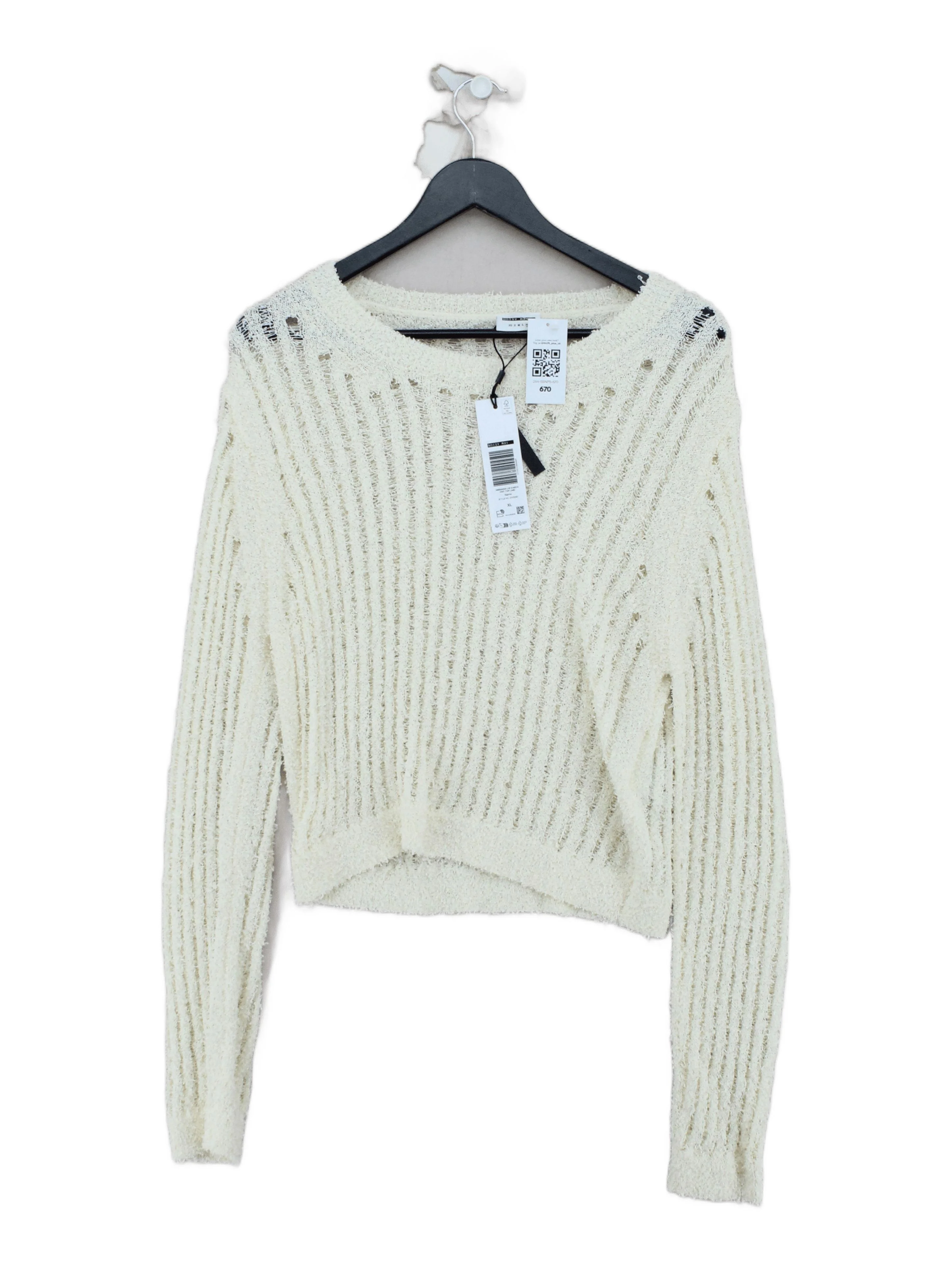 Noisy May Women's Jumper XL Cream 100% Polyester Round Neck Pullover