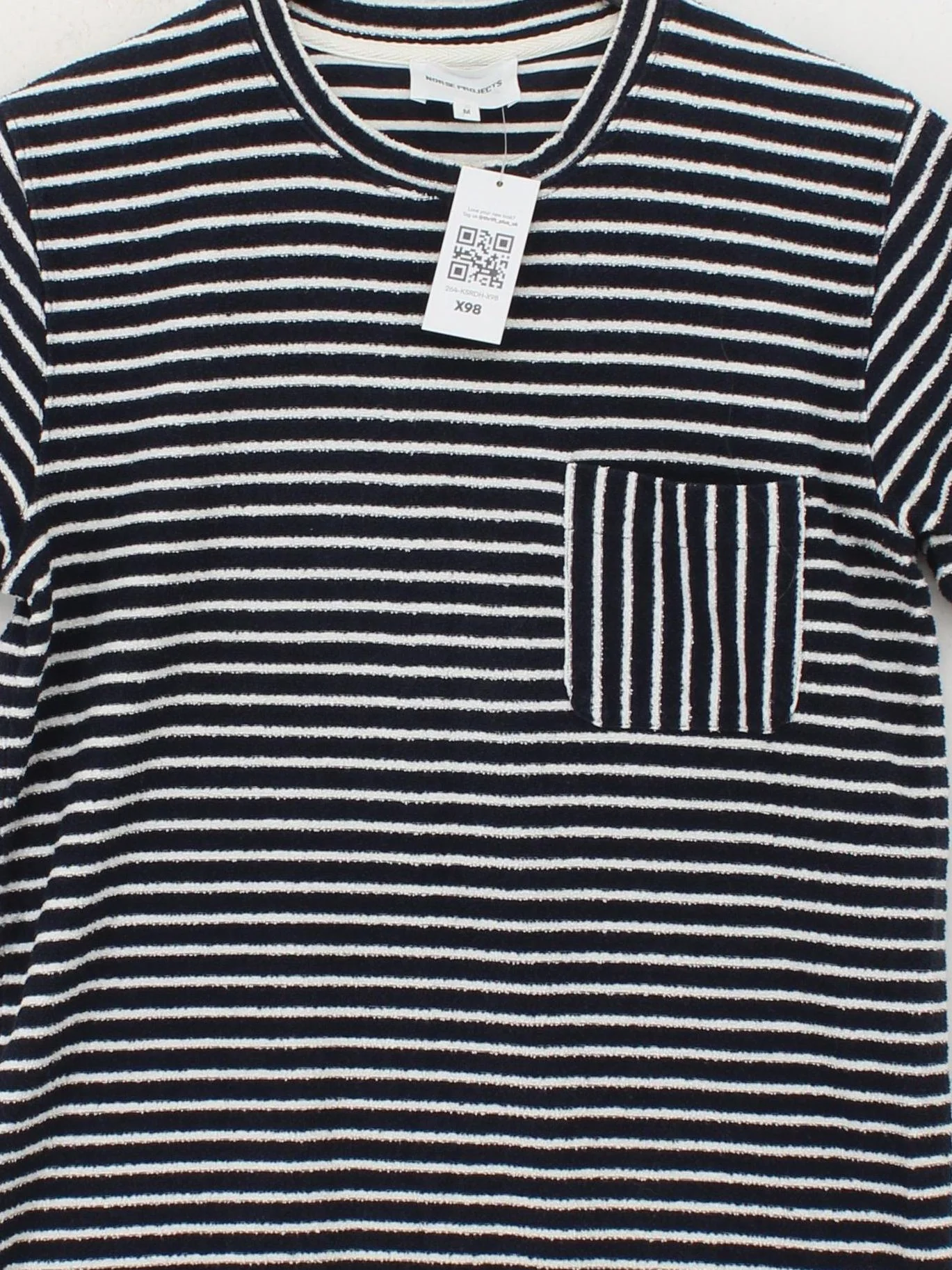 Norse Projects Men's T-Shirt M Black Striped 100% Cotton Basic - Image 3