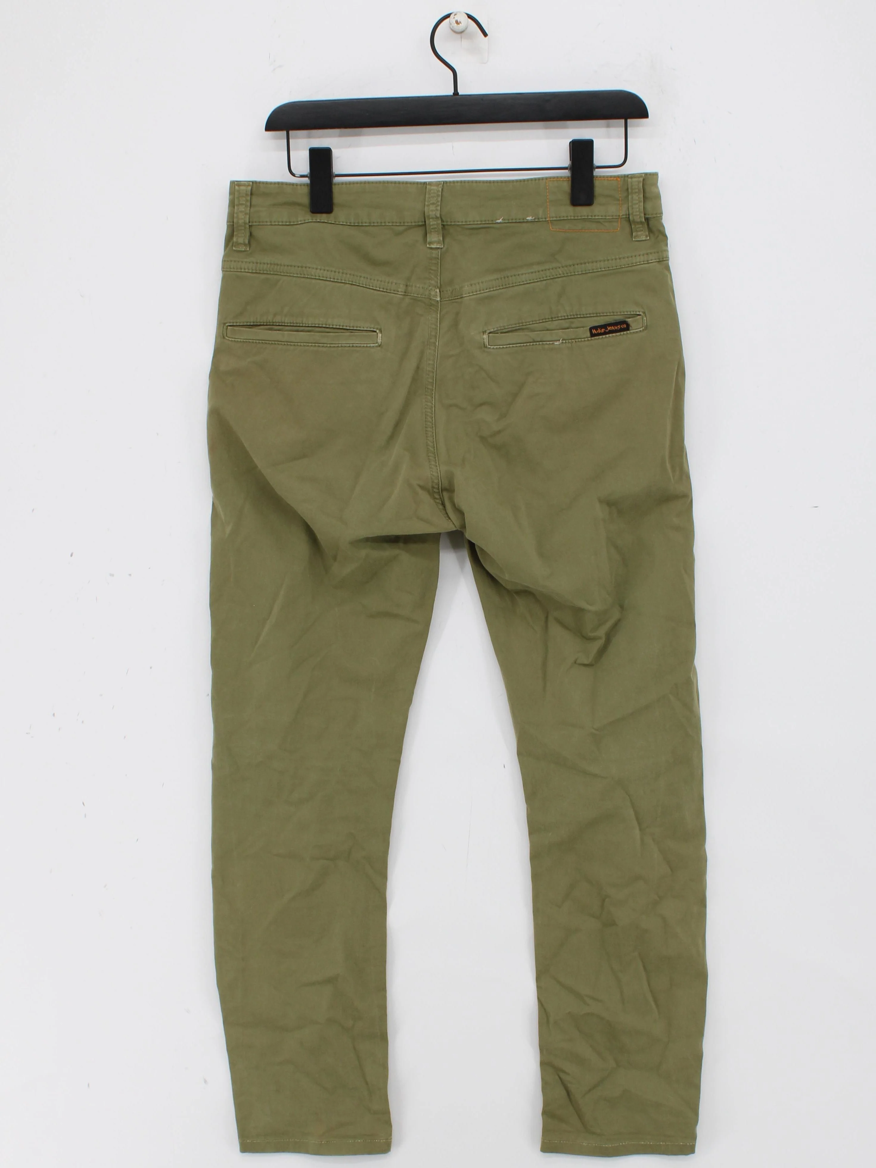 Nudie Jeans Men's Trousers W 31 in Green Cotton with Elastane Tapered Chino - Image 2