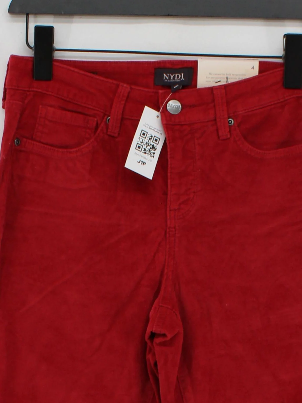 NYDJ Women's Trousers UK 8 Red Cotton with Viscose, Elastane Straight Chino - Image 3