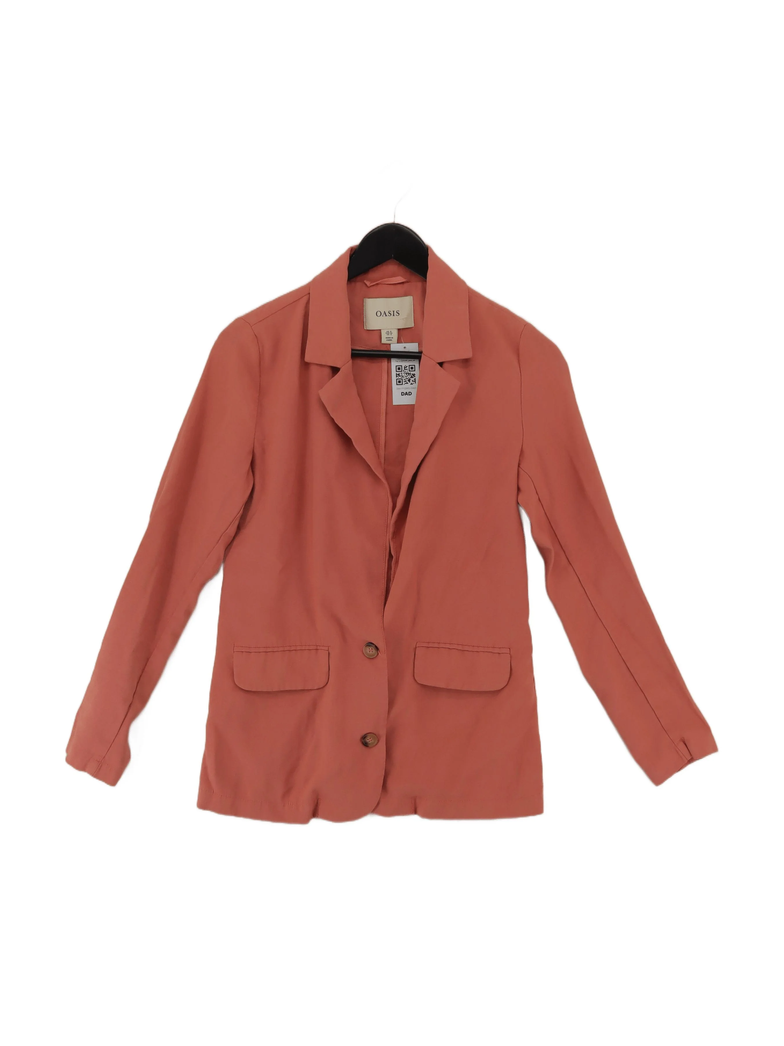 Oasis Women's Blazer UK 8 Pink Viscose with Polyester Overcoat