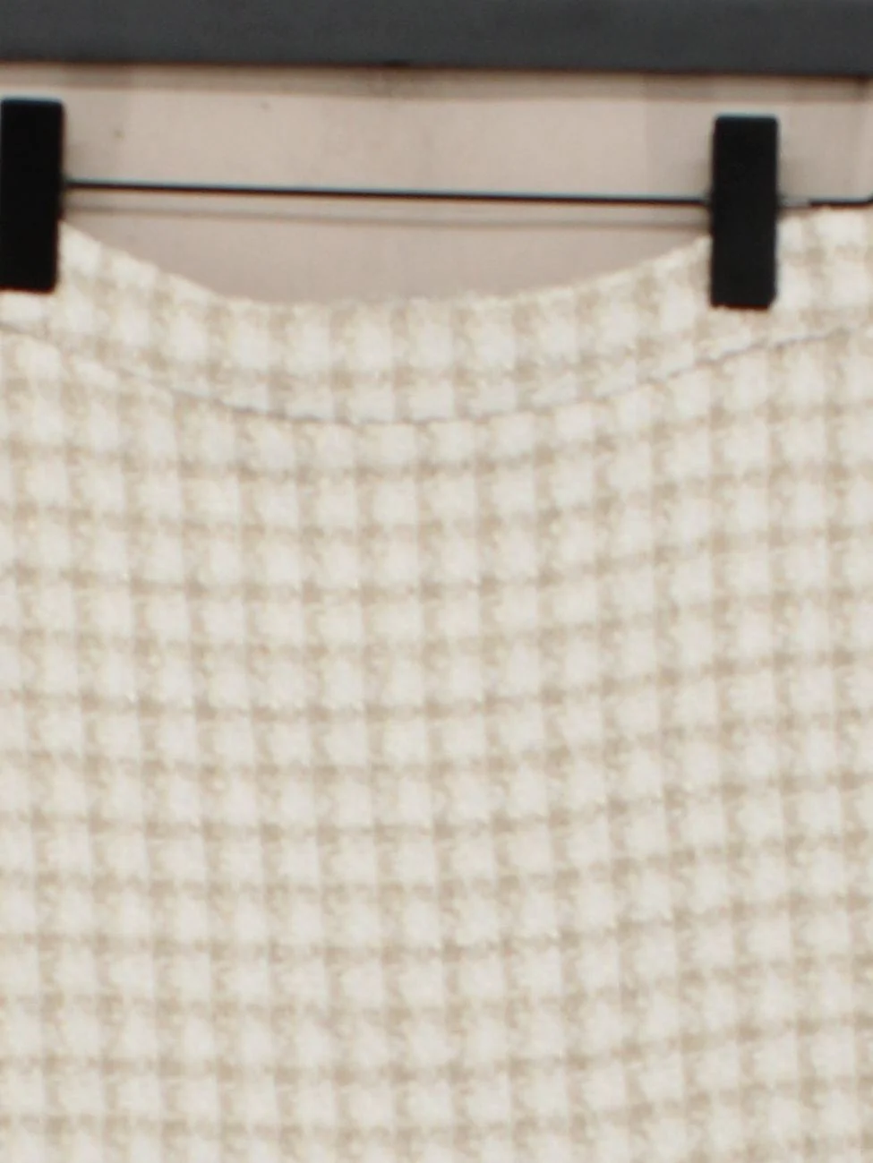 Oasis Women's Mini Skirt UK 8 Cream Checkered 100% Polyester Short Mini - Image 3