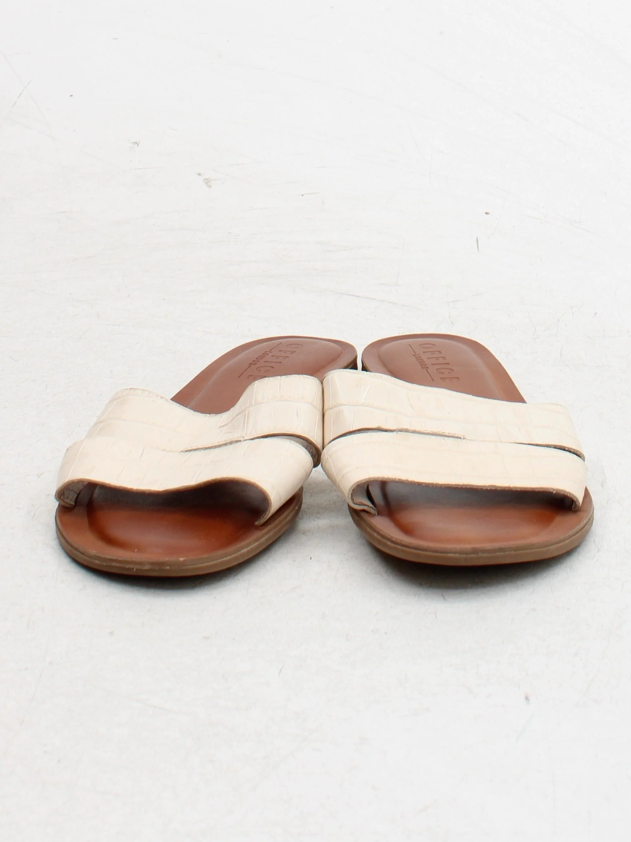 Office Women's Sandals UK 6 Cream Animal Print Faux Leather with Leather Slider - Image 2