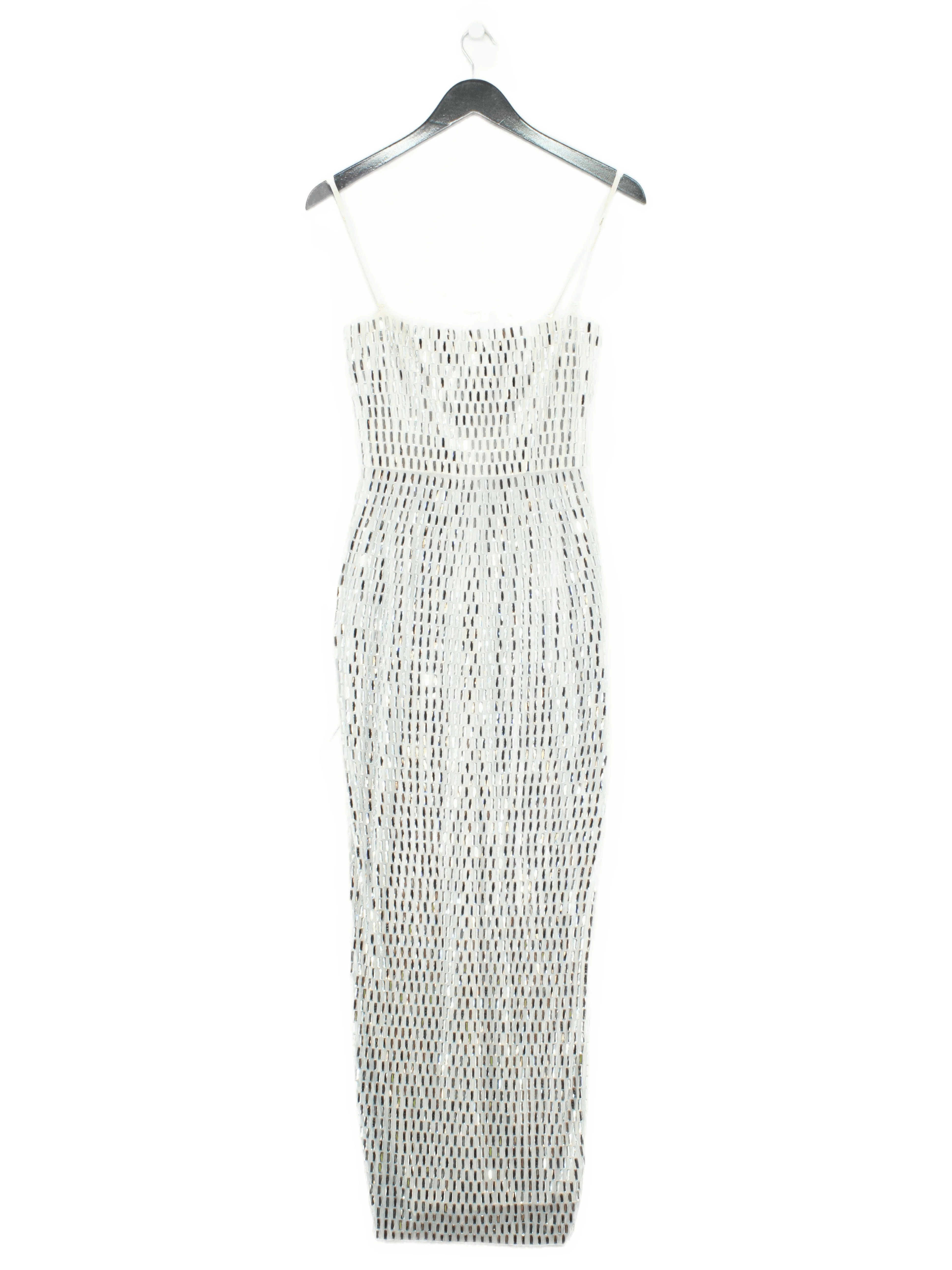 Oh Polly Bodycon Maxi Dress UK8 in Silver