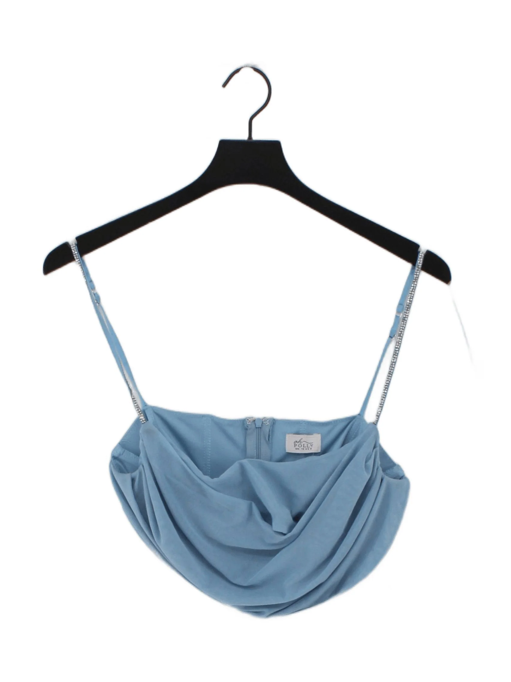 Oh Polly Women's Top UK 12 Blue Polyester with Elastane Cropped