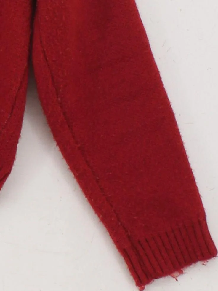 Olive Women's Cardigan M Red Argyle Acrylic with Wool, Polyamide V-Neck Cardigan - Image 4