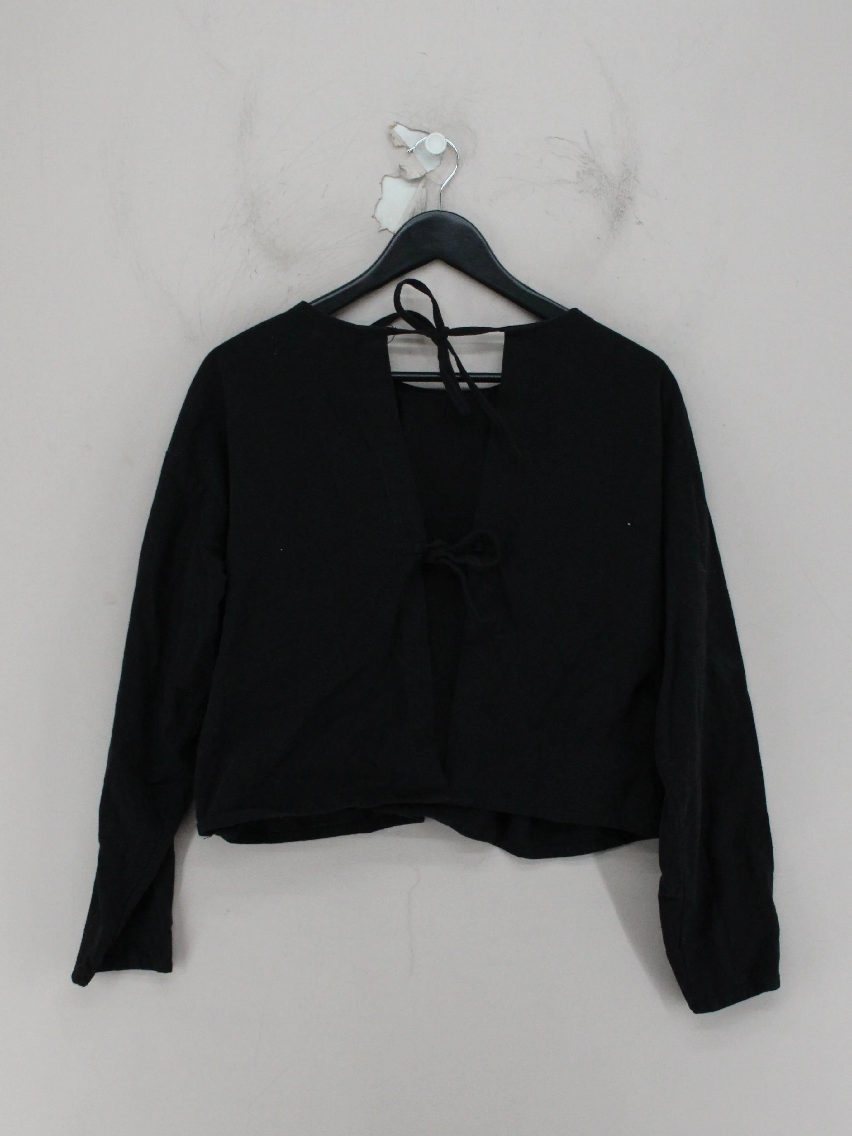 Olive Women's Top M Black 100% Cotton Long Sleeve Round Neck Cropped - Image 2