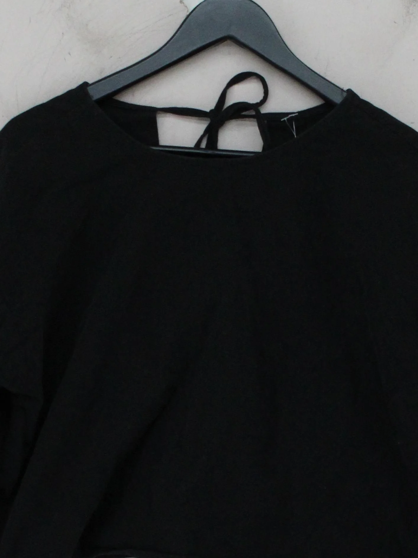 Olive Women's Top M Black 100% Cotton Long Sleeve Round Neck Cropped - Image 3