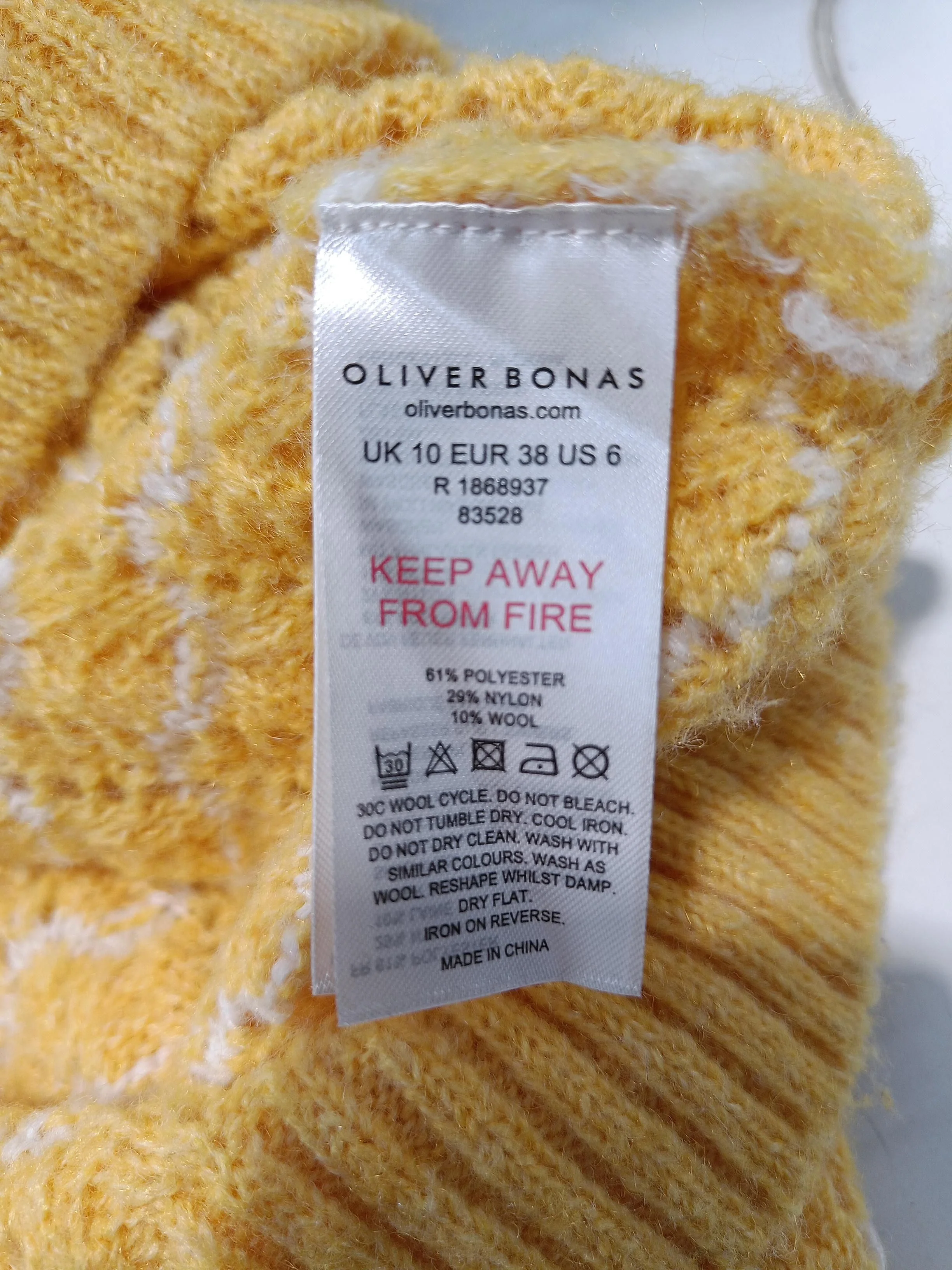 Oliver Bonas Women's Jumper UK 10 Yellow Polyester with Nylon, Wool Pullover - Image 7