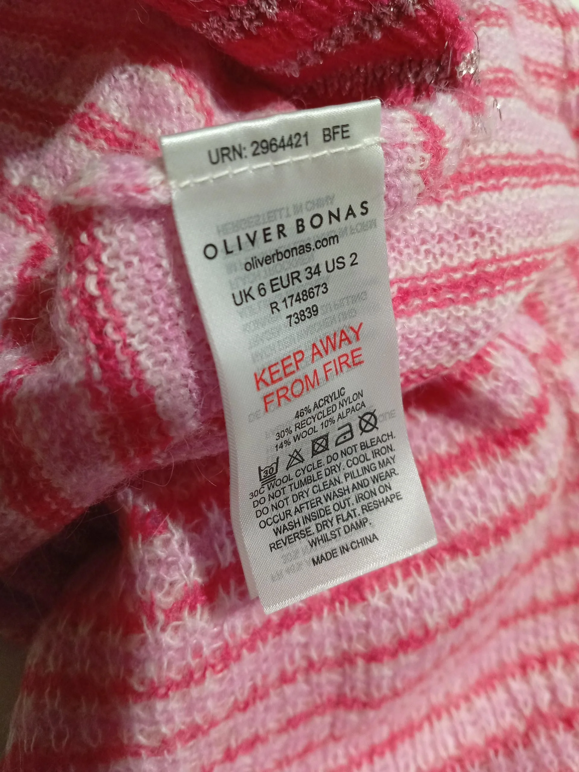 Oliver Bonas Women's Jumper UK 6 Pink Acrylic with Nylon, Wool, Other Pullover - Image 6