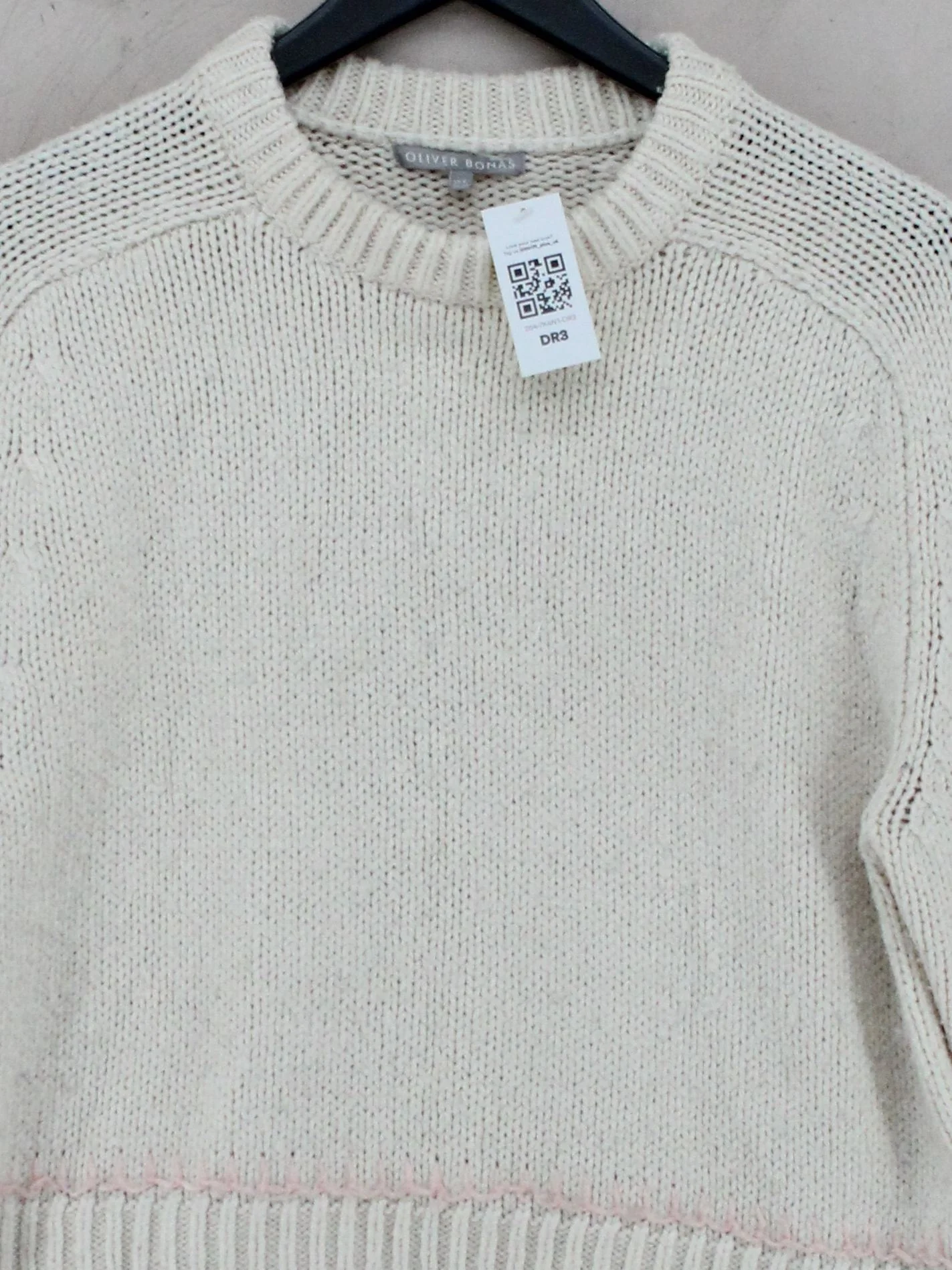 Oliver Bonas Women's Jumper UK 8 Cream Acrylic with Nylon, Polyester Pullover - Image 3