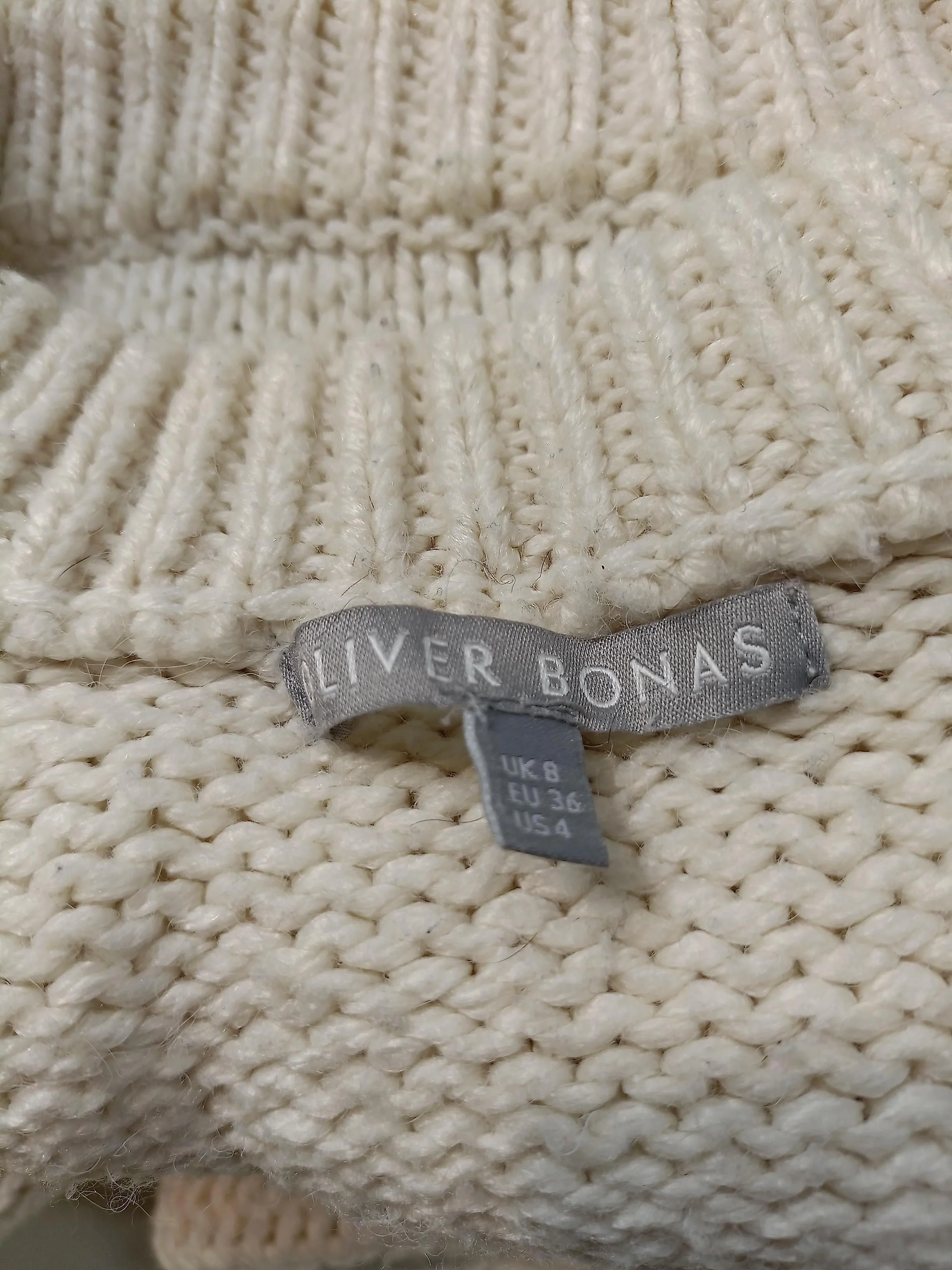 Oliver Bonas Women's Jumper UK 8 Cream Acrylic with Nylon, Polyester Pullover - Image 5