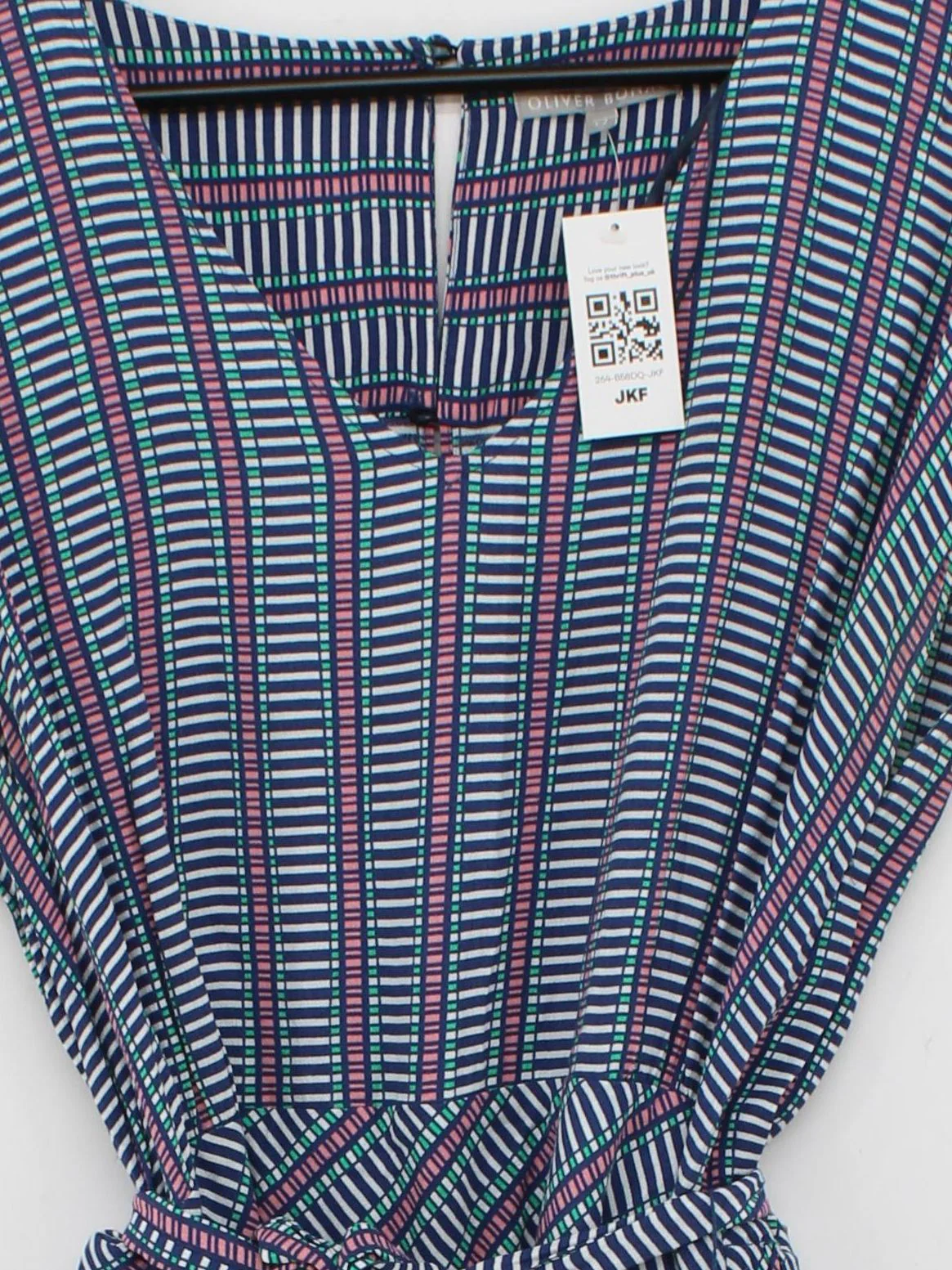 Oliver Bonas Women's Jumpsuit UK 14 Multi Striped 100% Viscose Wide-Leg Jumpsuit - Image 3