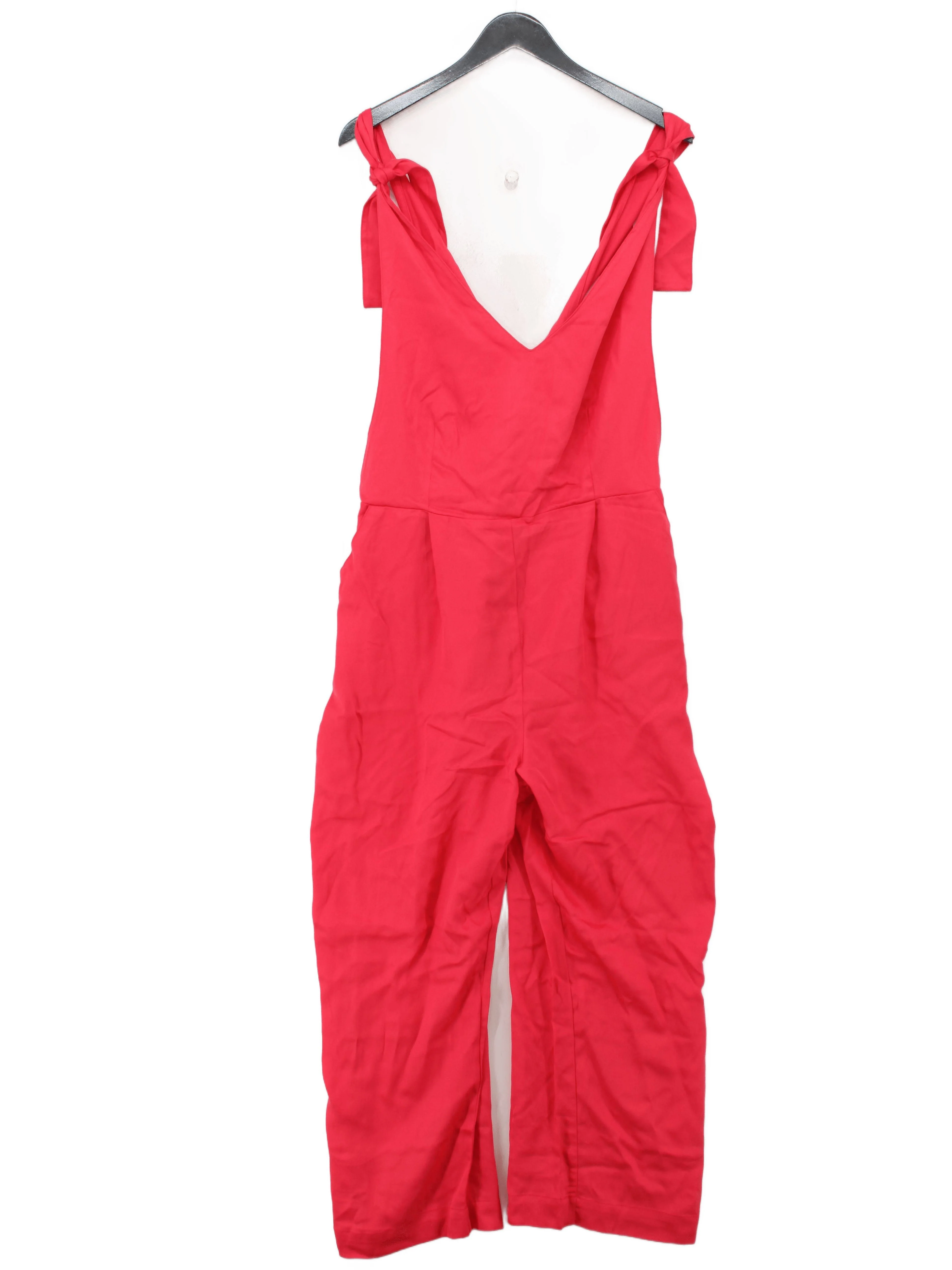 Oliver Bonas Women's Jumpsuit UK 18 Red 100% Lyocell Modal Wide-Leg Jumpsuit