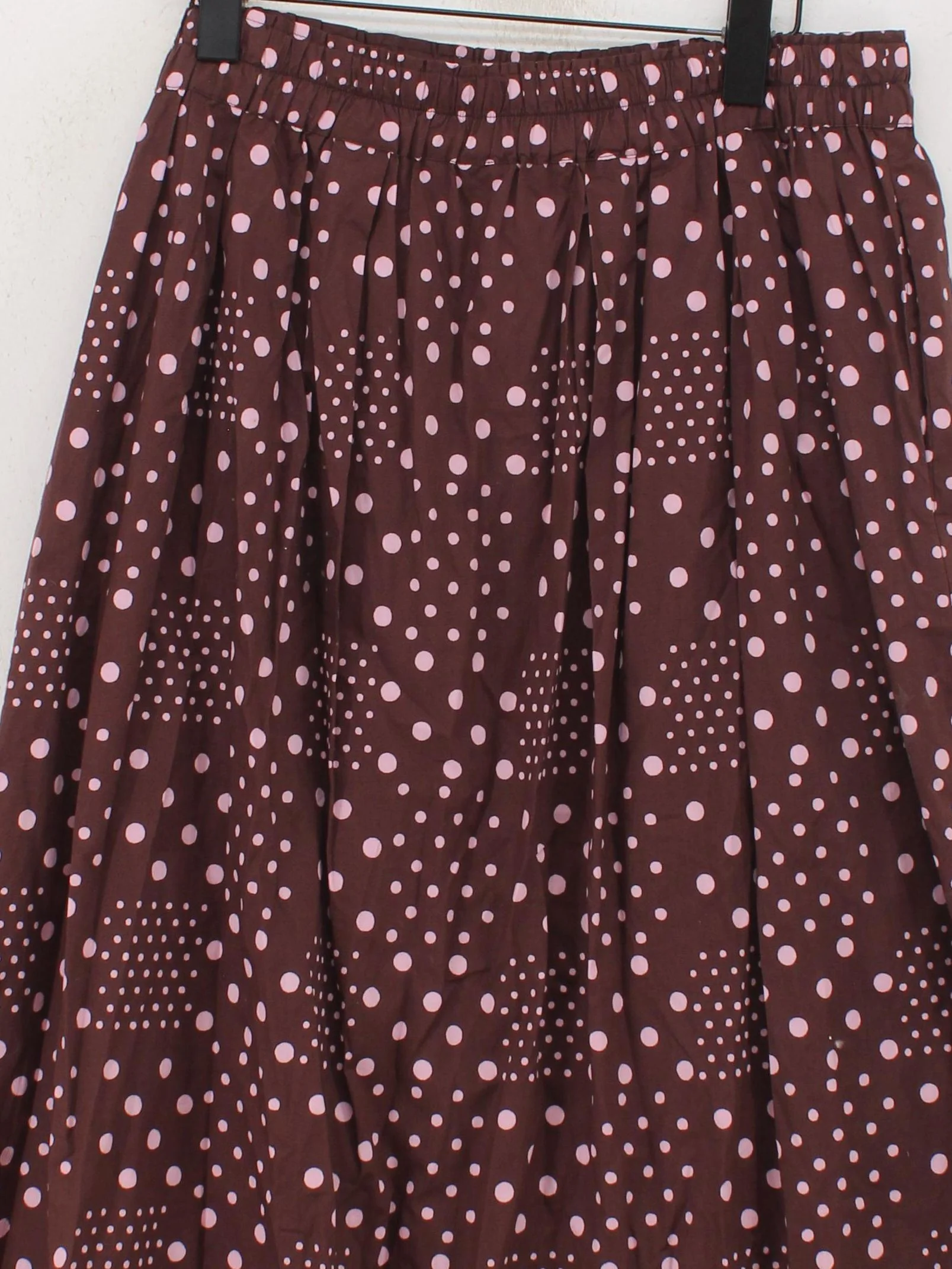Oliver Bonas Women's Midi Skirt UK 14 Brown Polkadot 100% Cotton Midi Pleated - Image 3