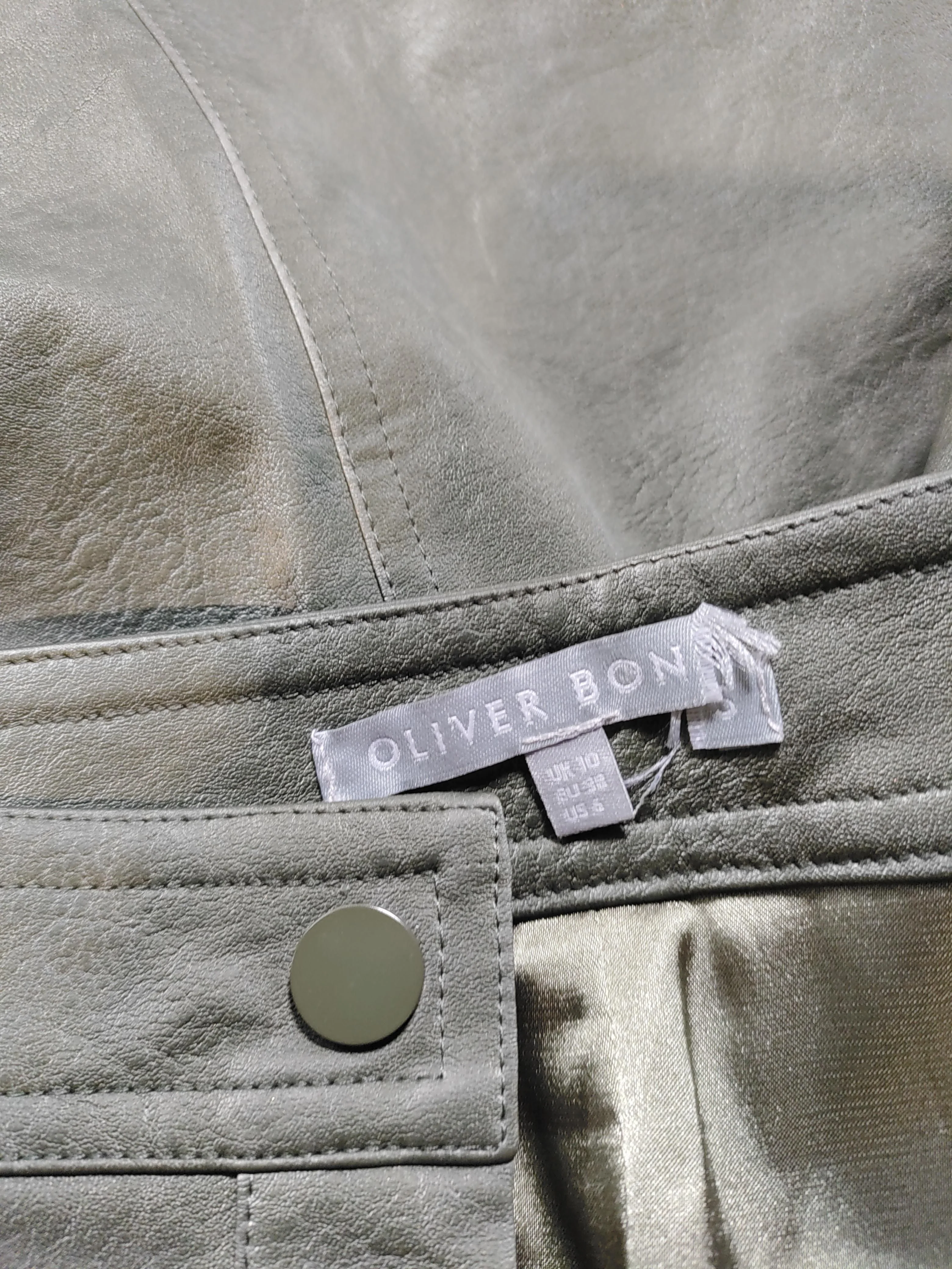 Oliver Bonas Women's Mini Skirt S Green 100% Faux Leather Short Mini - Image 6