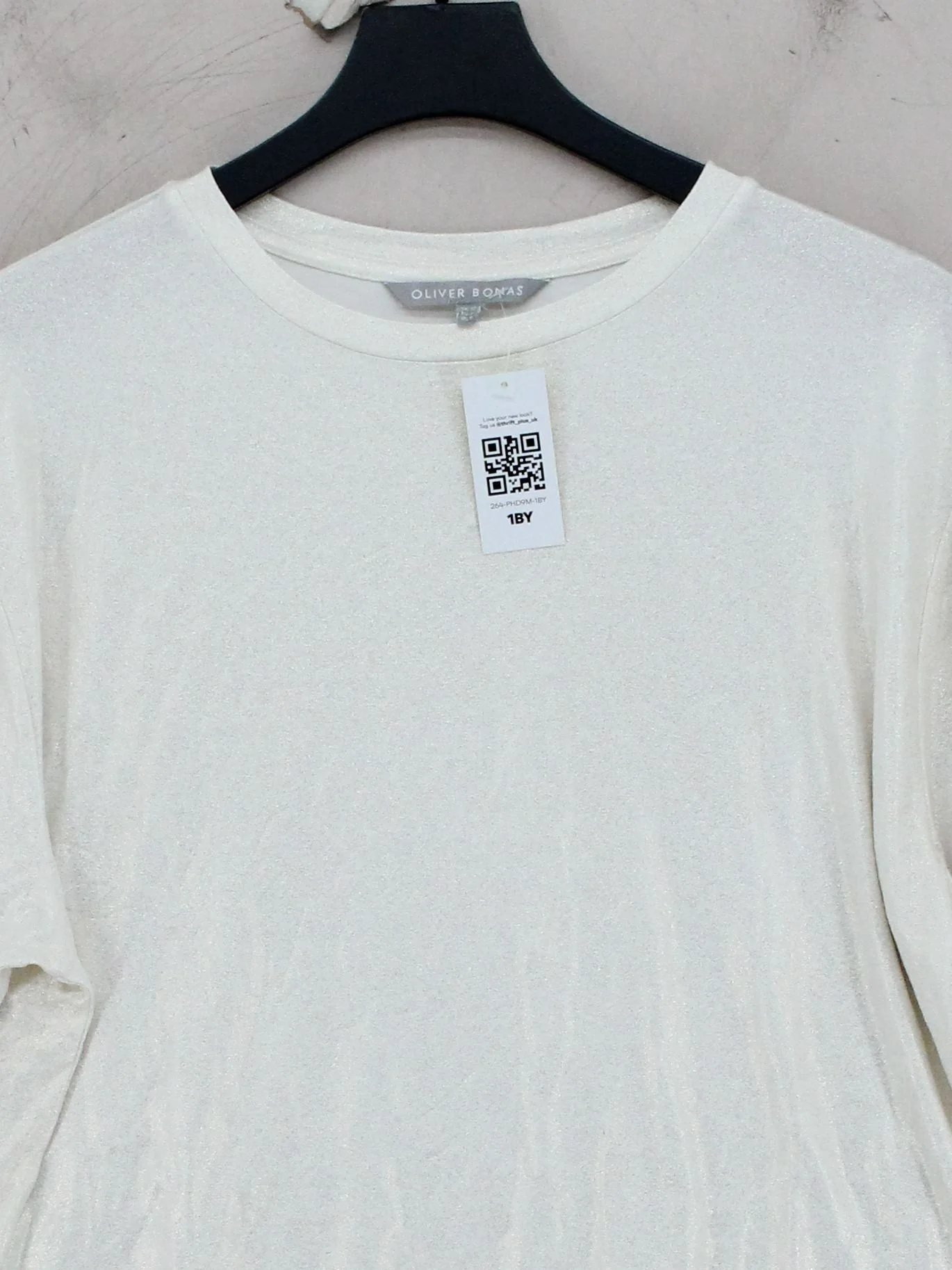 Oliver Bonas Women's T-Shirt UK 12 Cream Viscose with Elastane Basic - Image 3