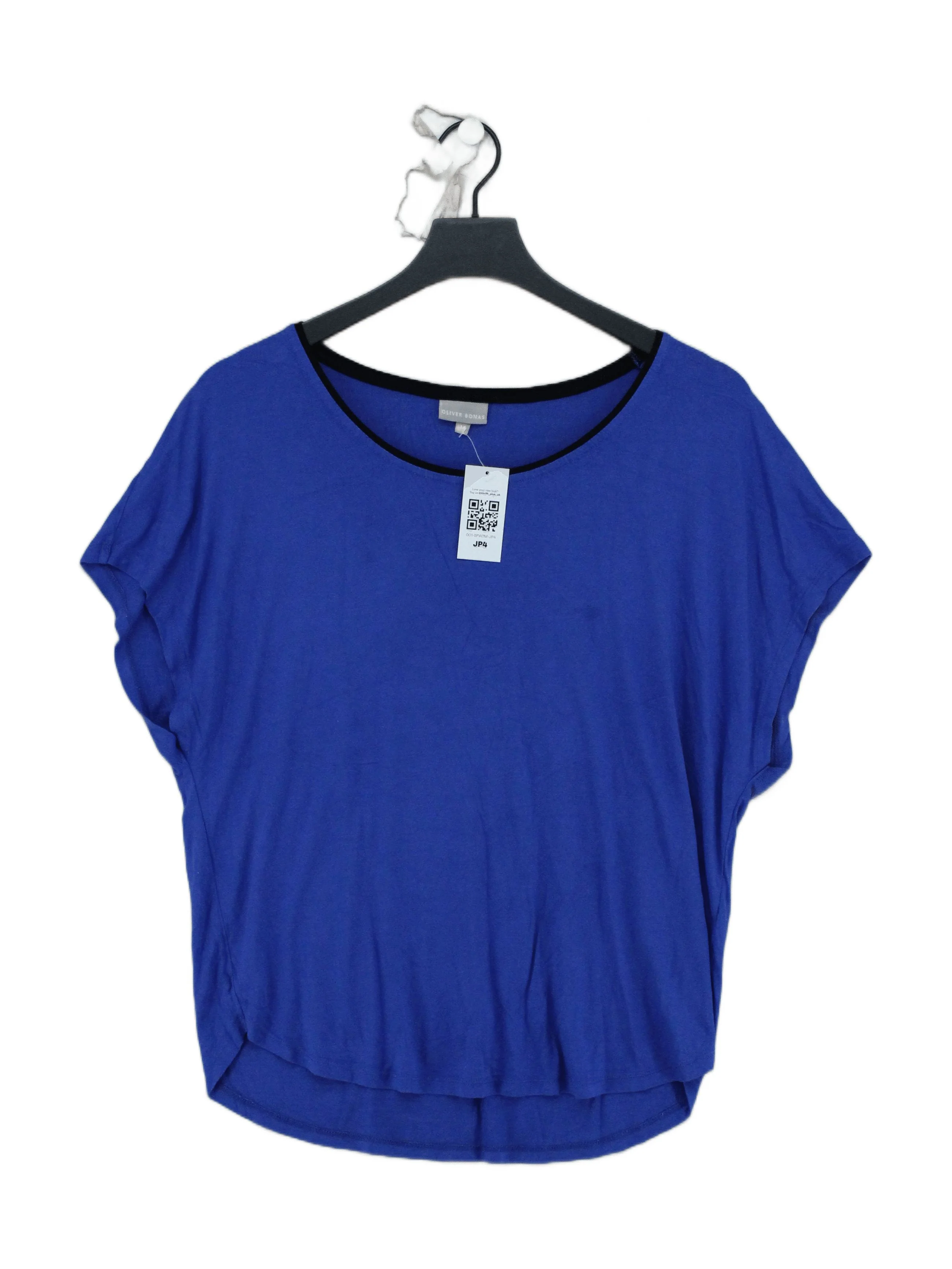 Oliver Bonas Women's T-Shirt UK 14 Blue Viscose with Elastane Basic