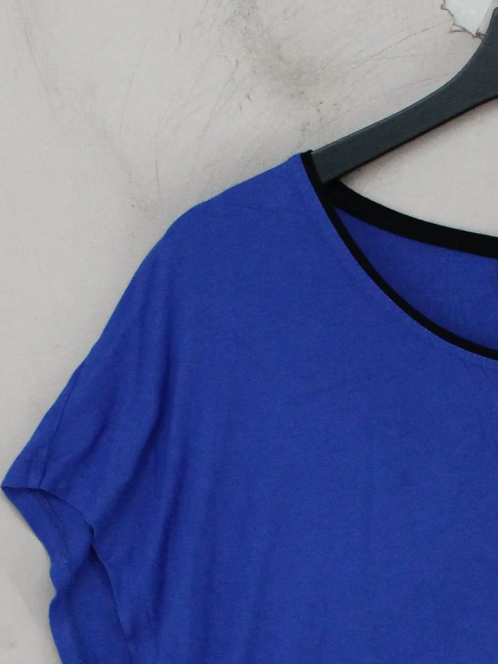 Oliver Bonas Women's T-Shirt UK 14 Blue Viscose with Elastane Basic - Image 4