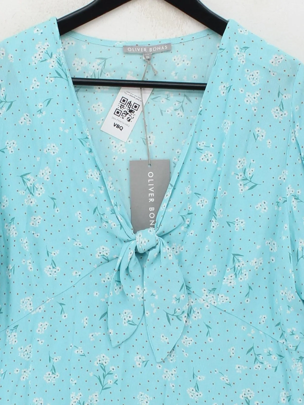 Oliver Bonas Women's Top UK 10 Blue 100% Viscose Basic New with tags - Image 3