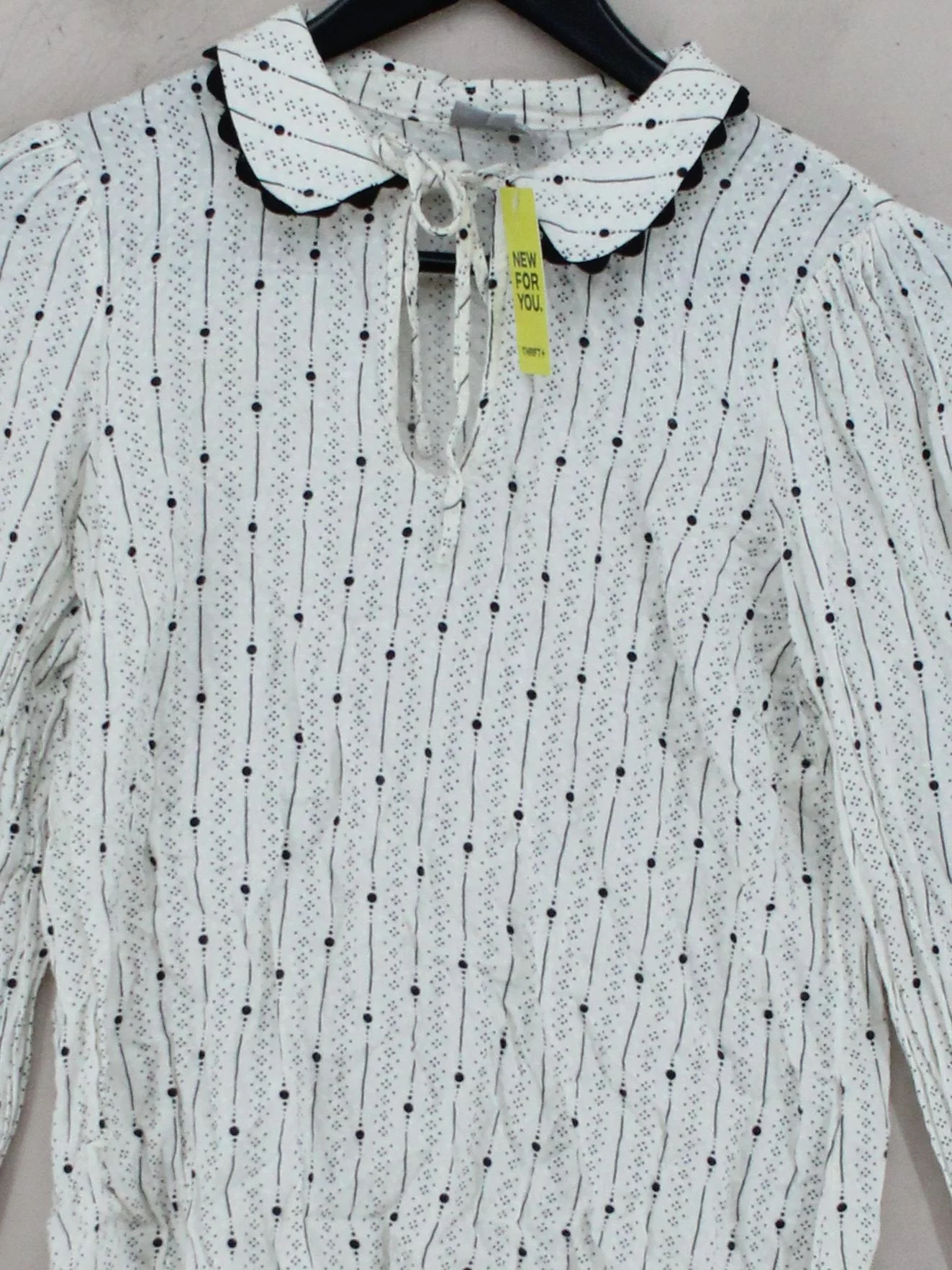 Oliver Bonas Women's Top XS White 100% Viscose Long Sleeve Collared Basic - Image 3