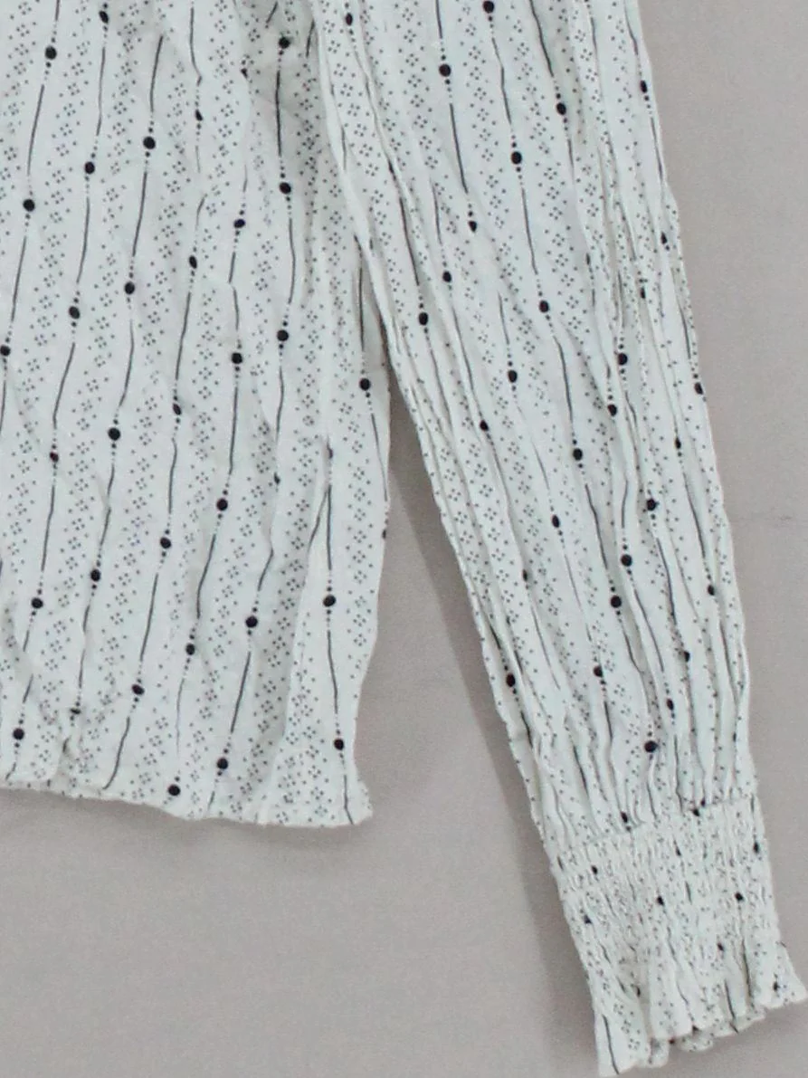 Oliver Bonas Women's Top XS White 100% Viscose Long Sleeve Collared Basic - Image 4