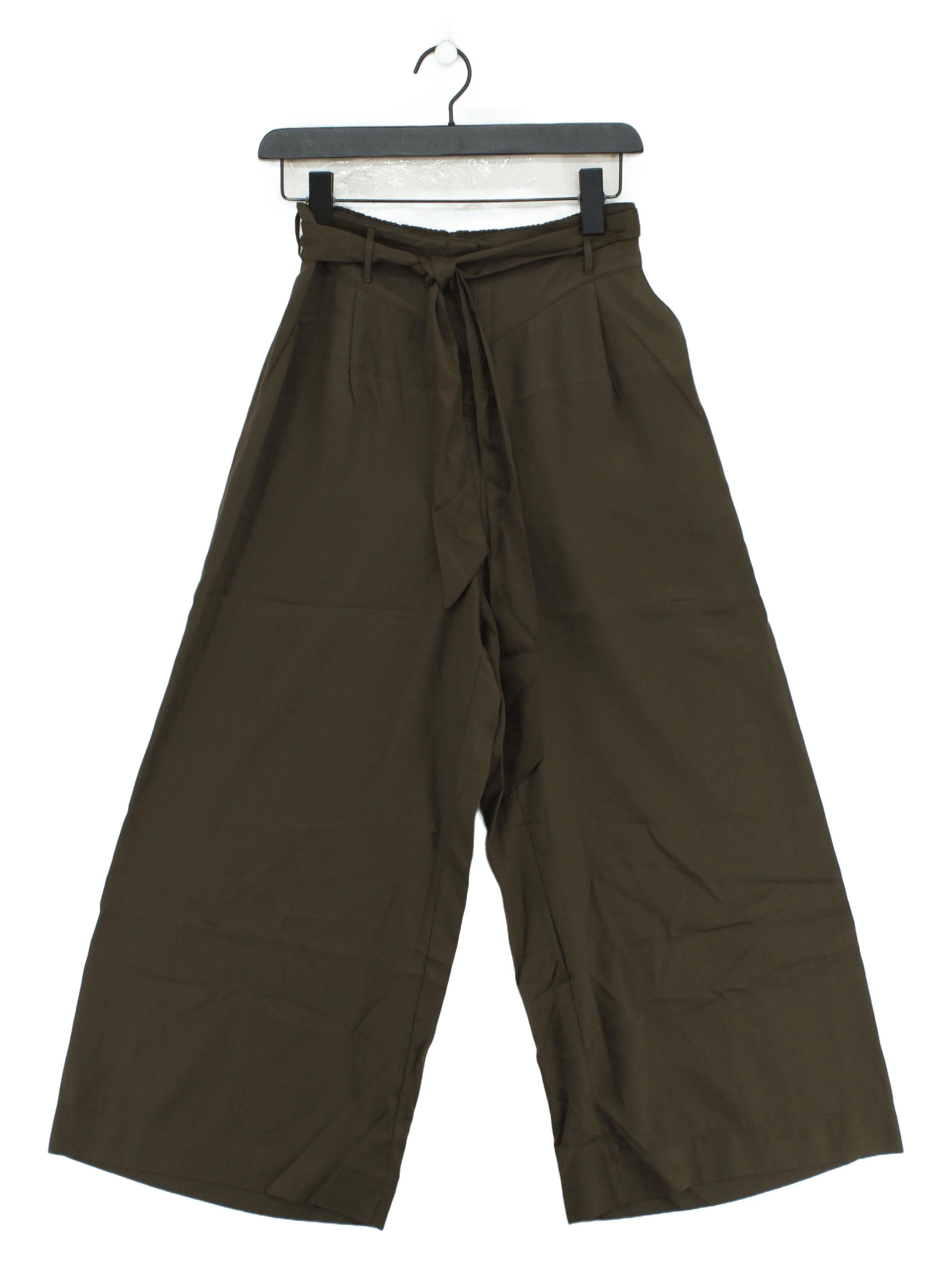 Oliver Bonas Women's Trousers UK 10 Brown 100% Lyocell Modal Wide-Leg Cropped