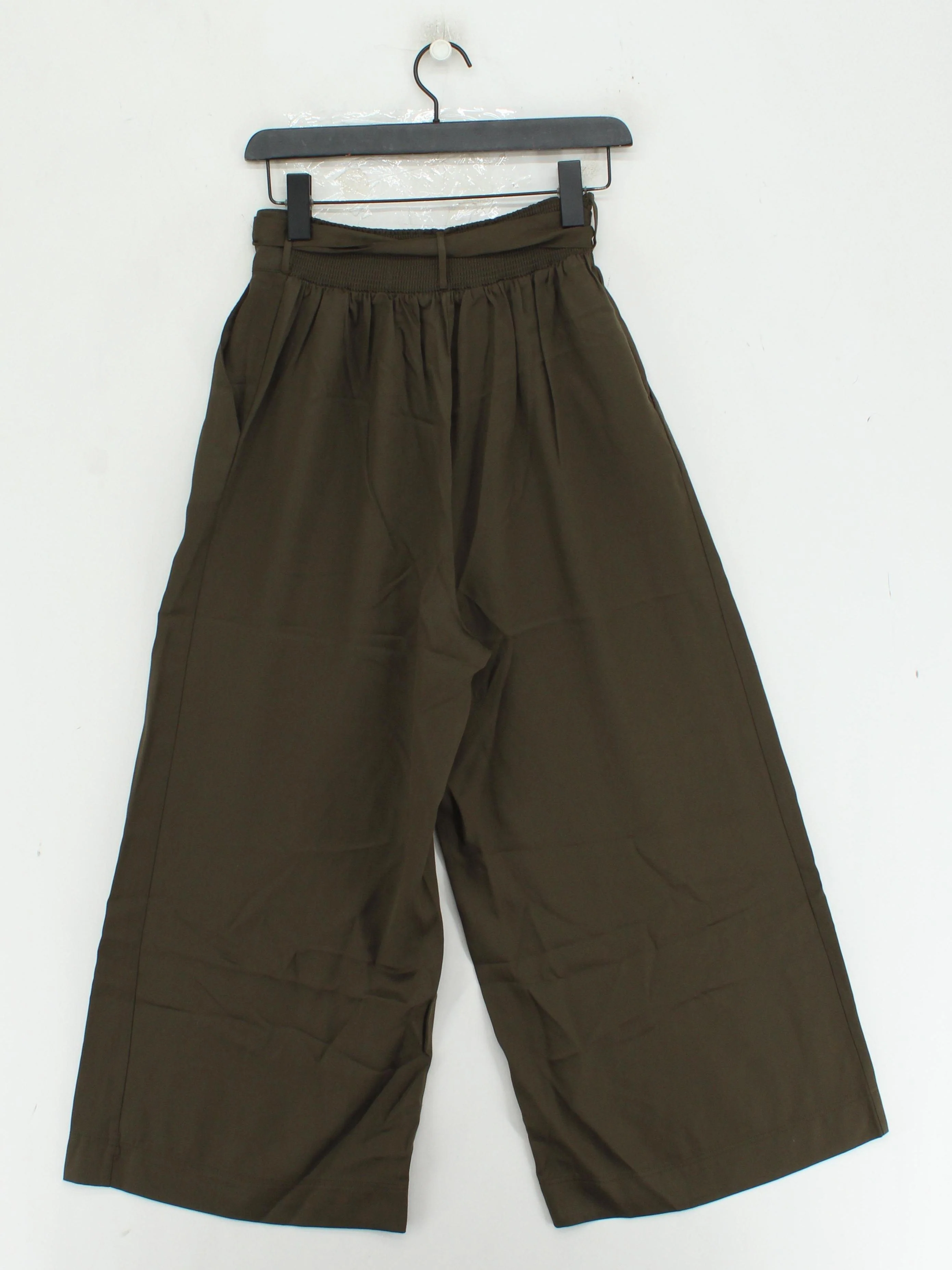 Oliver Bonas Women's Trousers UK 10 Brown 100% Lyocell Modal Wide-Leg Cropped - Image 2