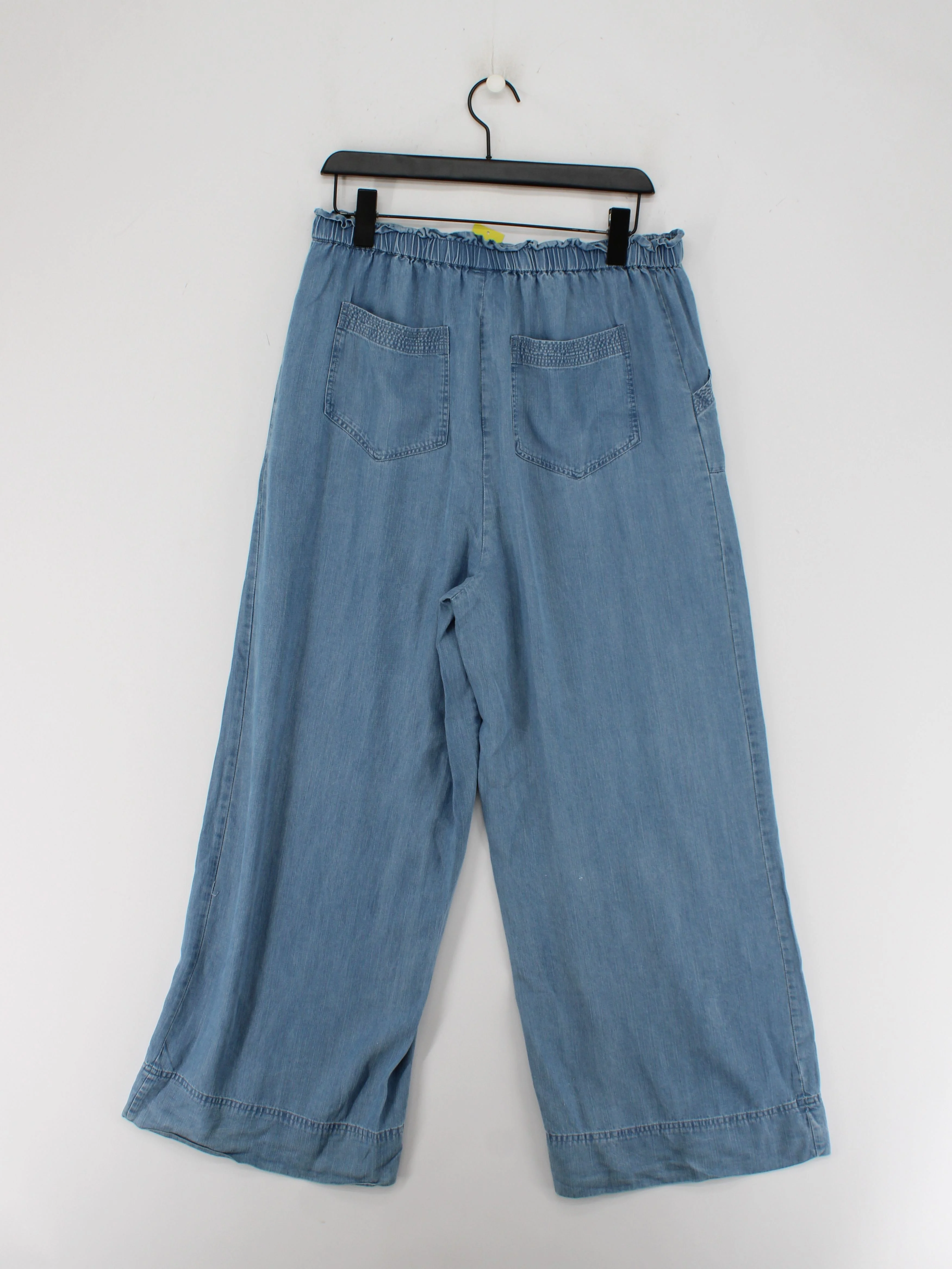 Oliver Bonas Women's Trousers UK 12 Blue 100% Lyocell Modal Wide-Leg Cropped - Image 2