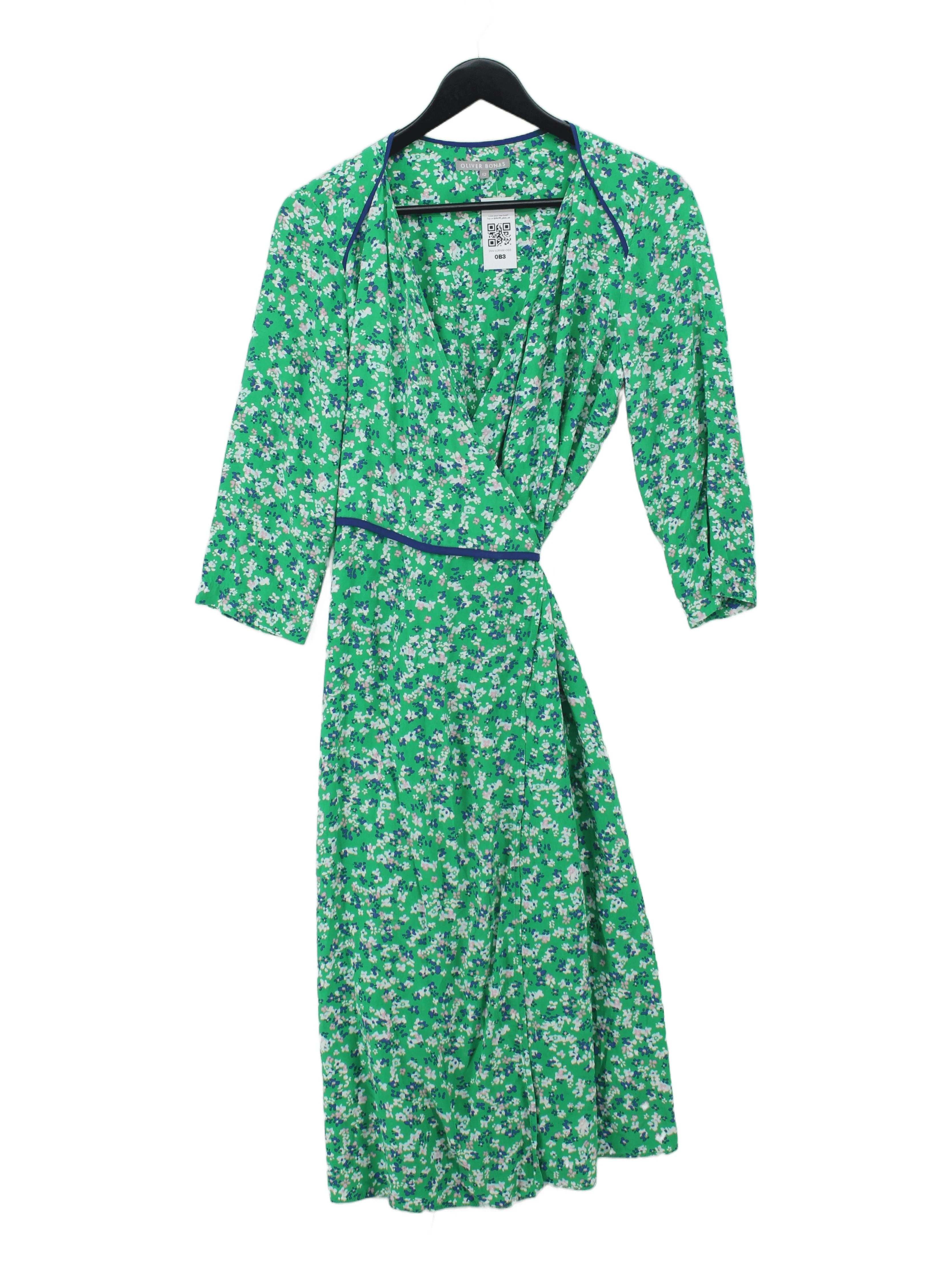 Oliver Bonas Wrap Midi Dress UK12 in Green