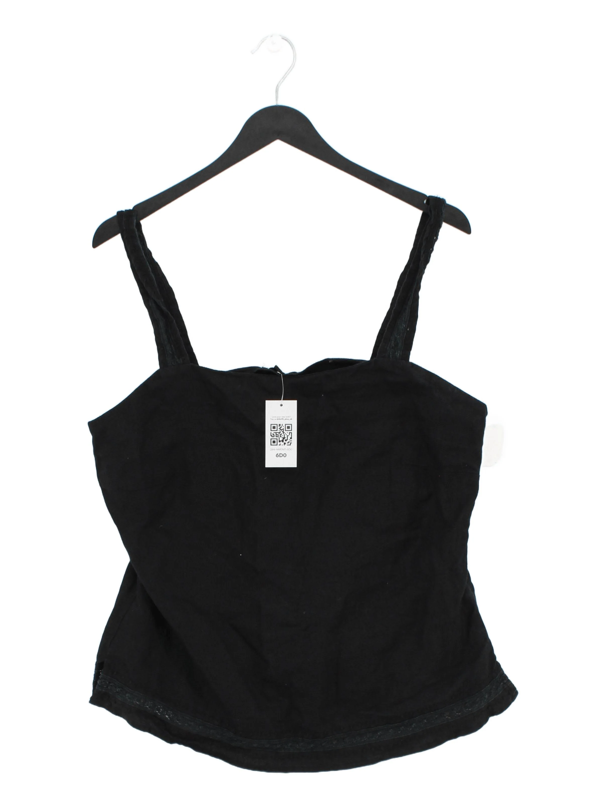Open End Women's T-Shirt UK 16 Black 100% Linen Sleeveless Square Neck Basic