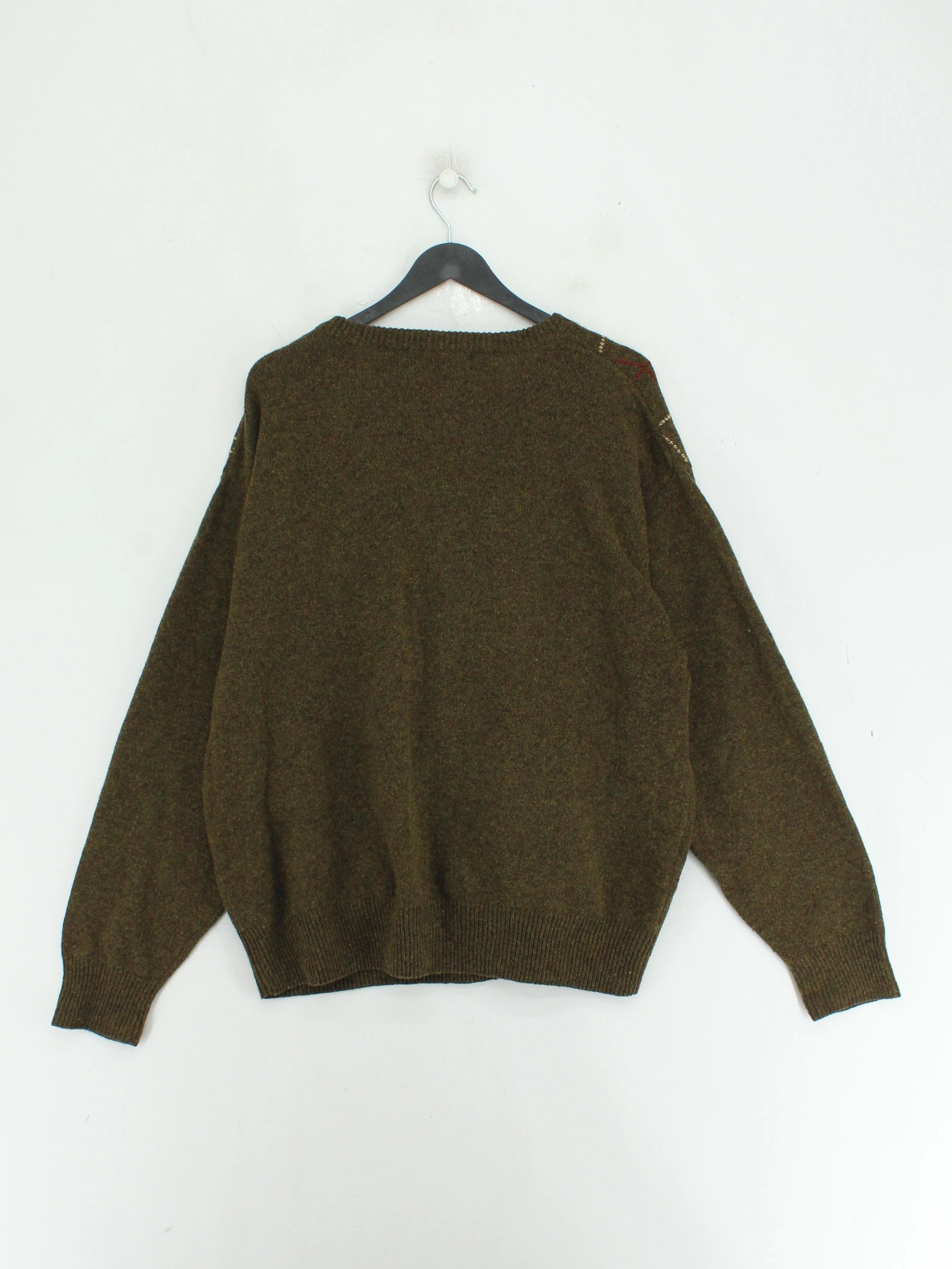 Orvis Men's Jumper L Green Argyle 100% Wool V-Neck Pullover - Image 2