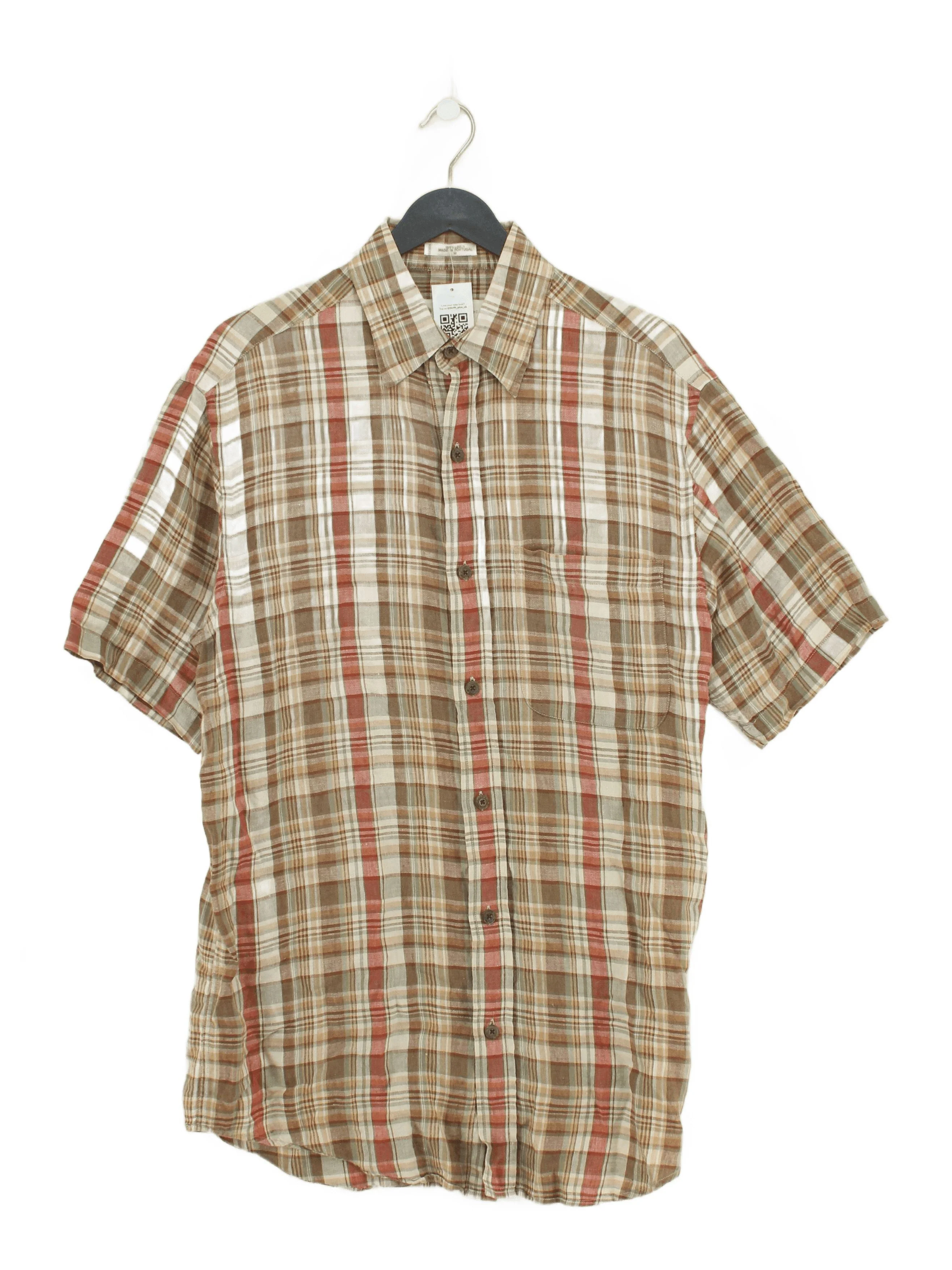 Orvis Men's Shirt M Multi Checkered 100% Linen Basic