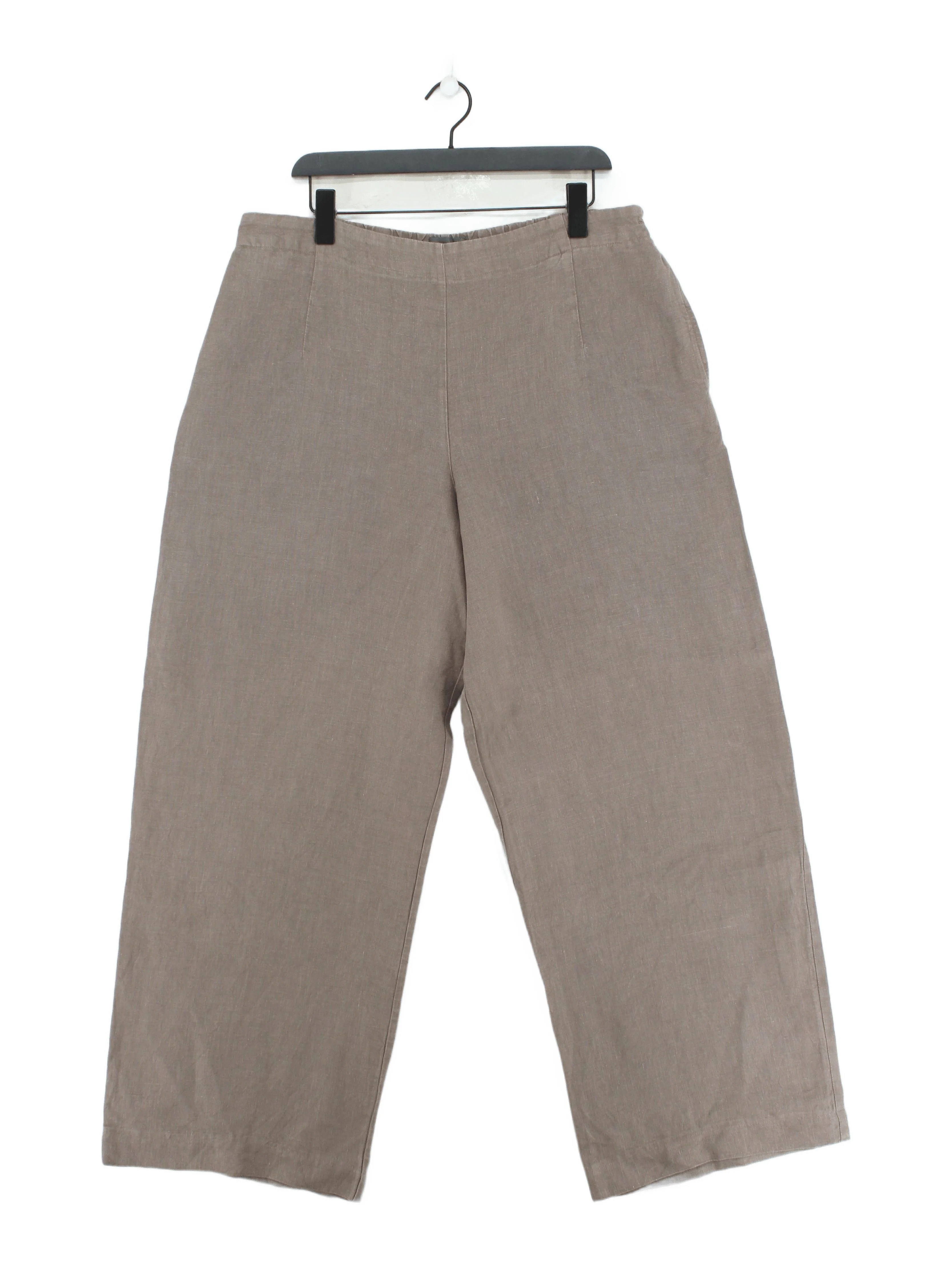 OSKA Women's Trousers W 36 in Brown 100% Linen Wide-Leg Chino