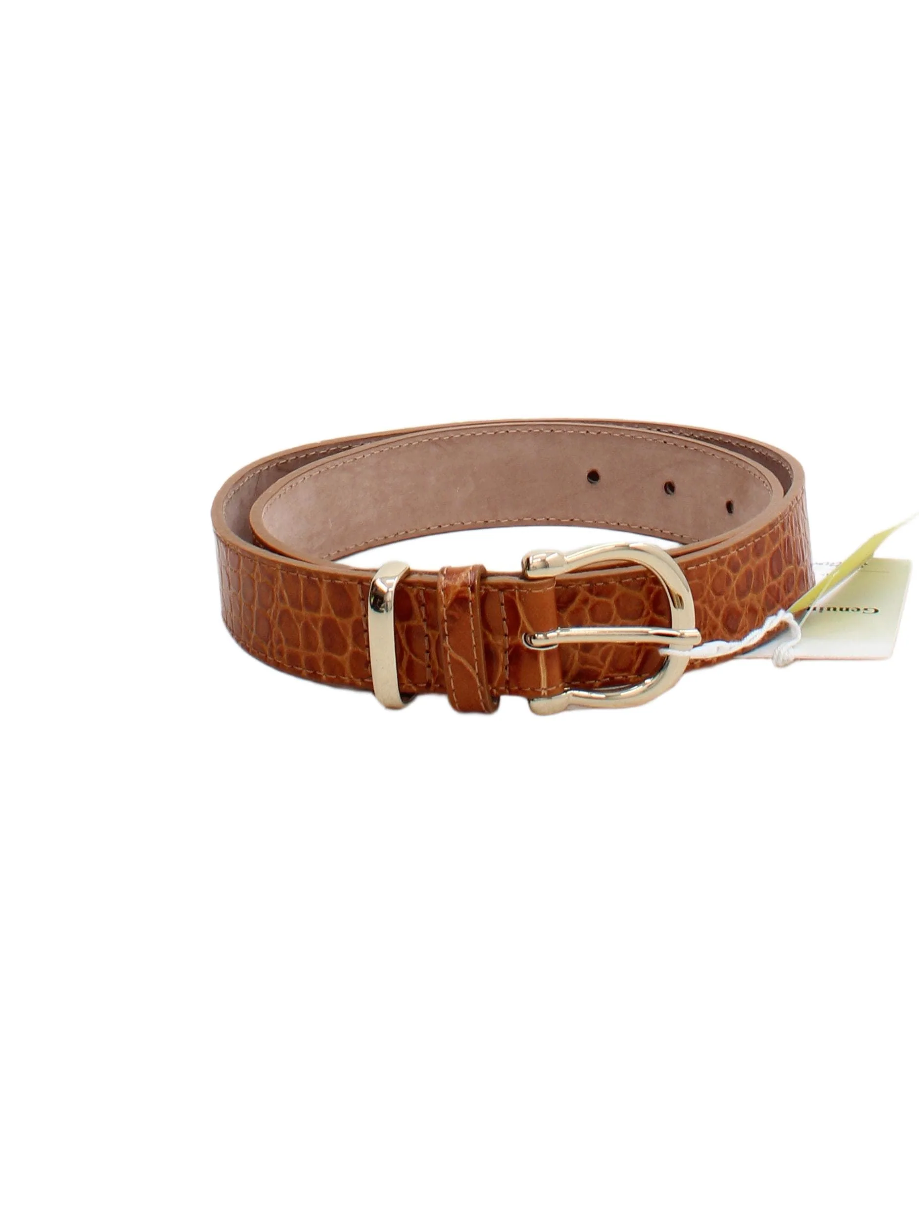 & Other Stories Men's Belt XS Tan Animal Print 100% Leather Dress Belt