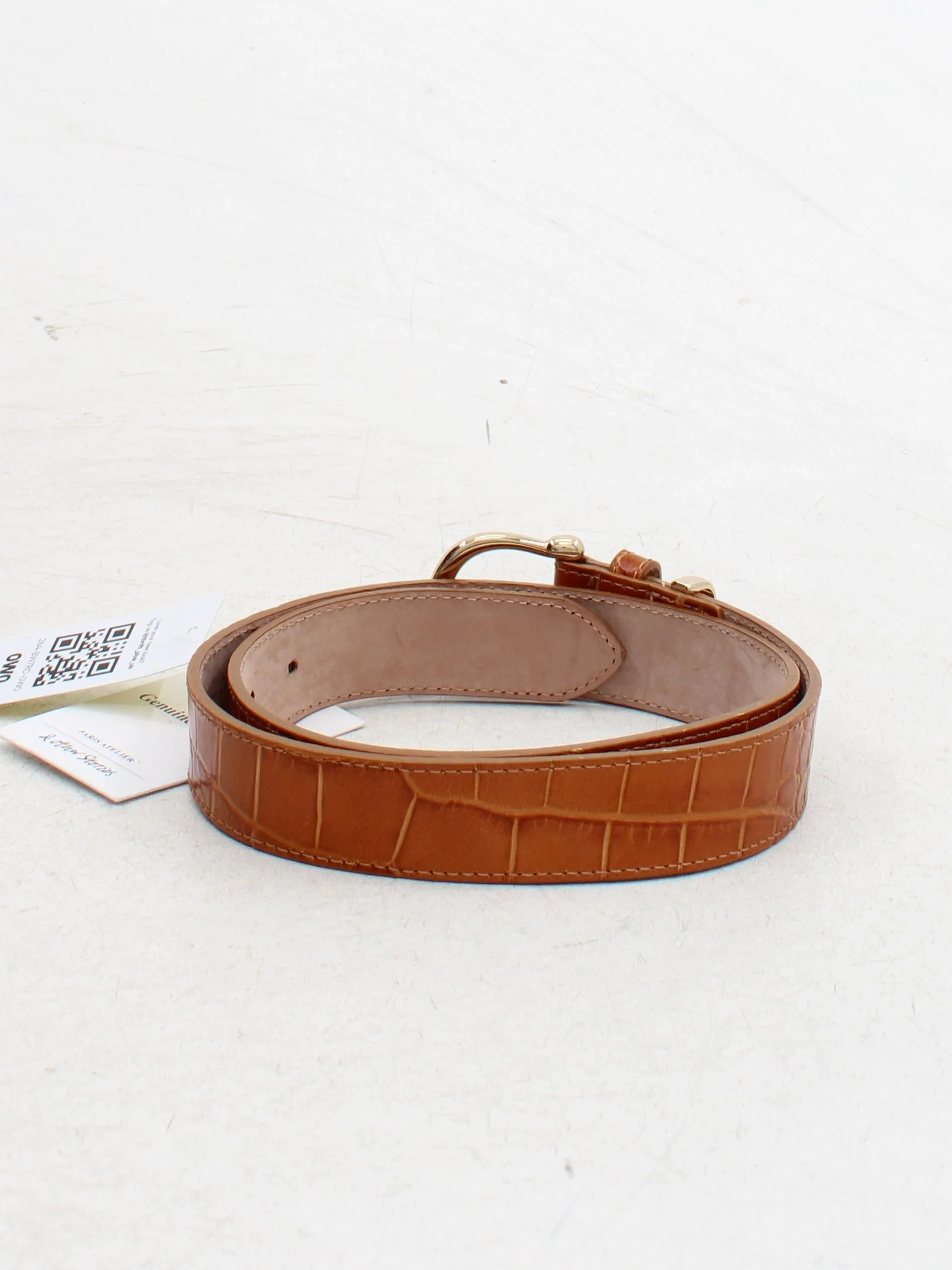 & Other Stories Men's Belt XS Tan Animal Print 100% Leather Dress Belt - Image 2