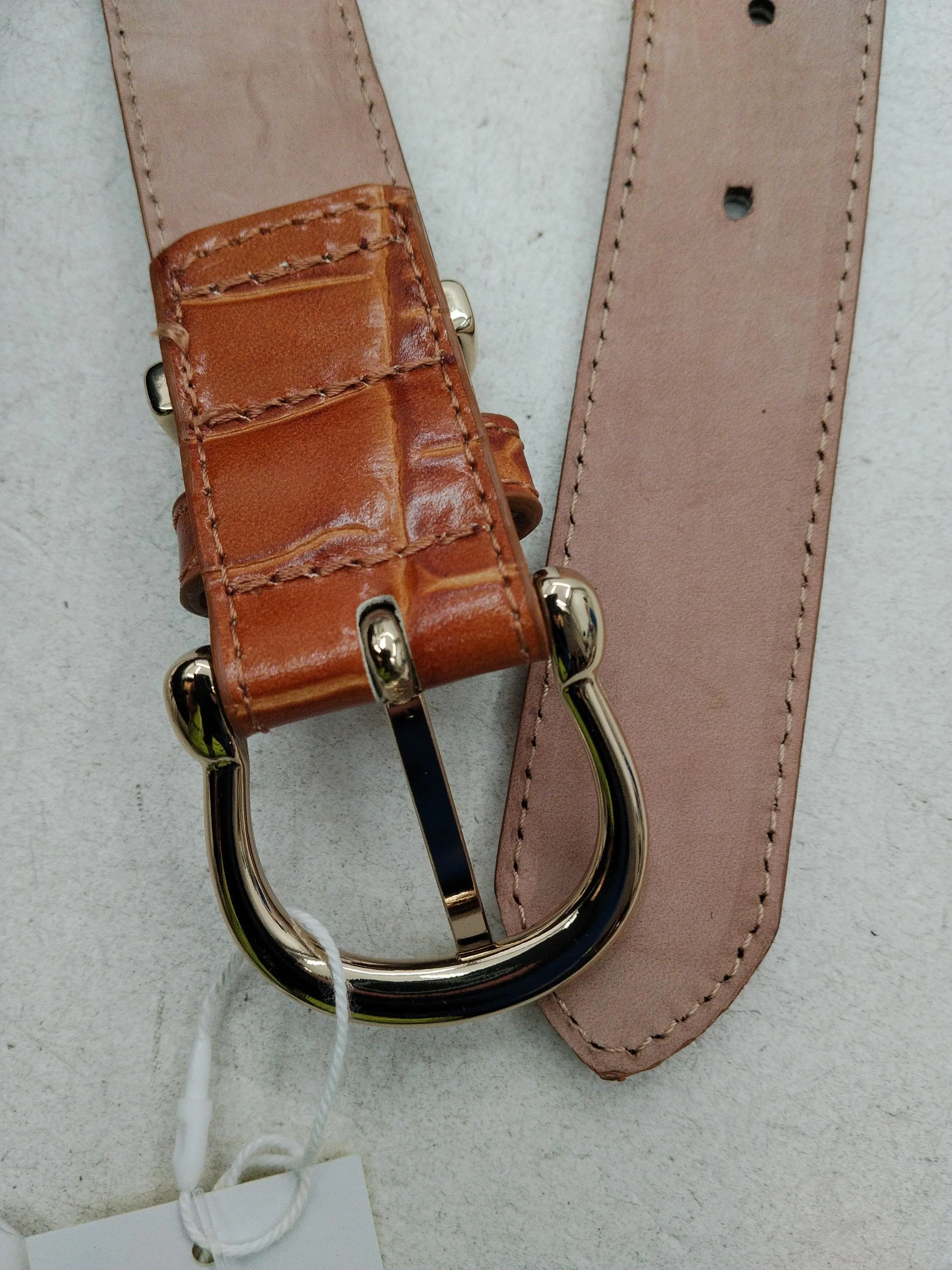 & Other Stories Men's Belt XS Tan Animal Print 100% Leather Dress Belt - Image 4