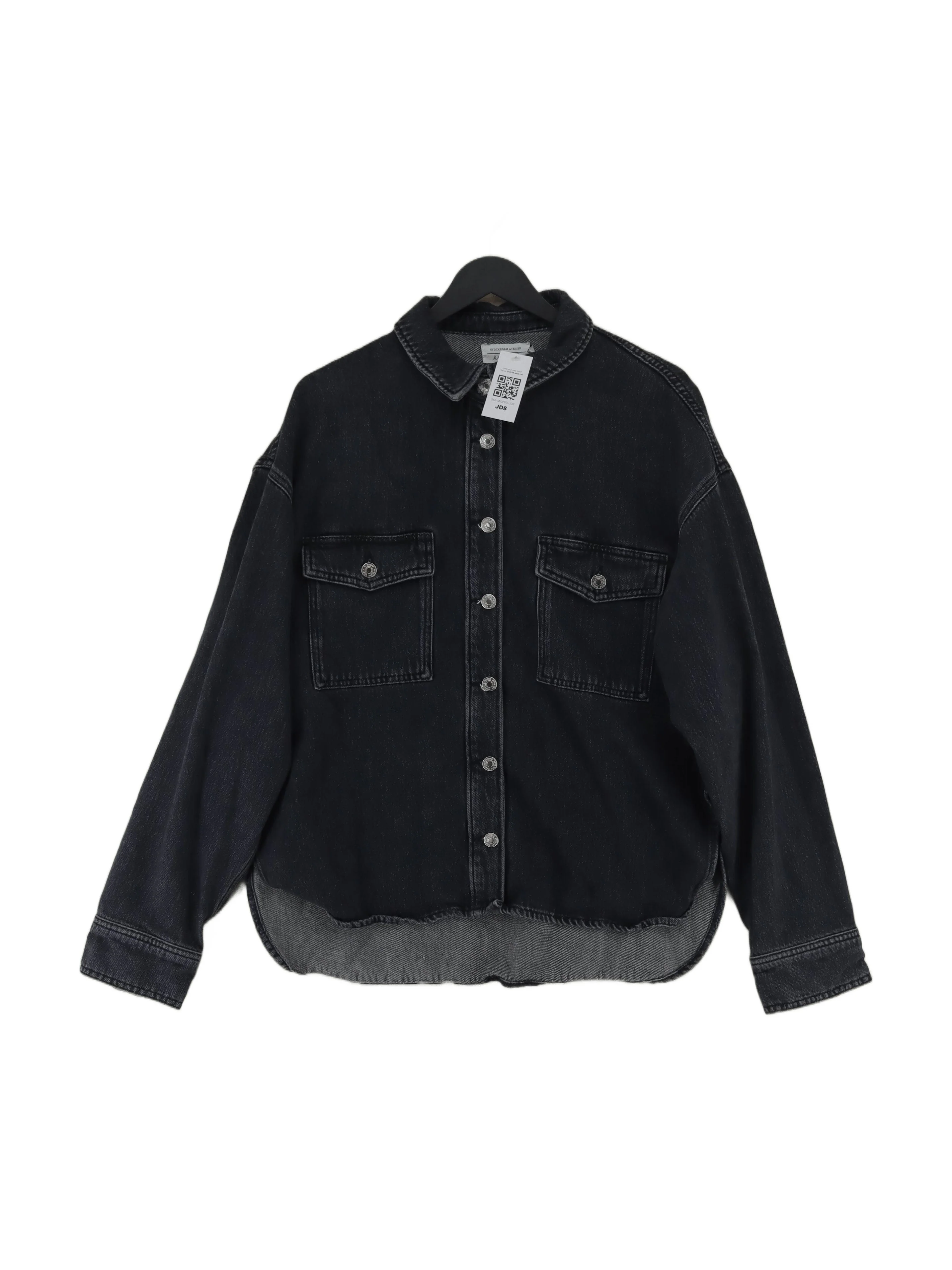 & Other Stories Men's Shirt M Black Cotton with Lyocell Modal Basic
