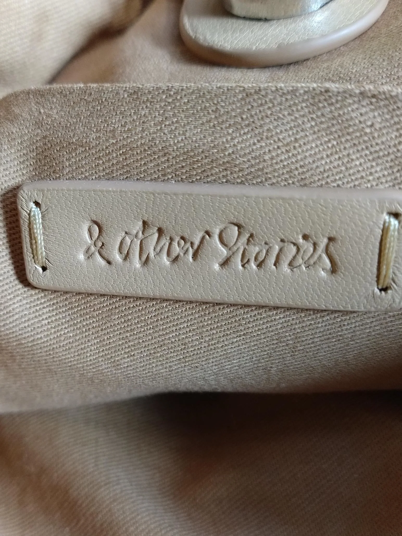 & Other Stories Women's Bag Tan Leather with Cotton Tote - Image 5