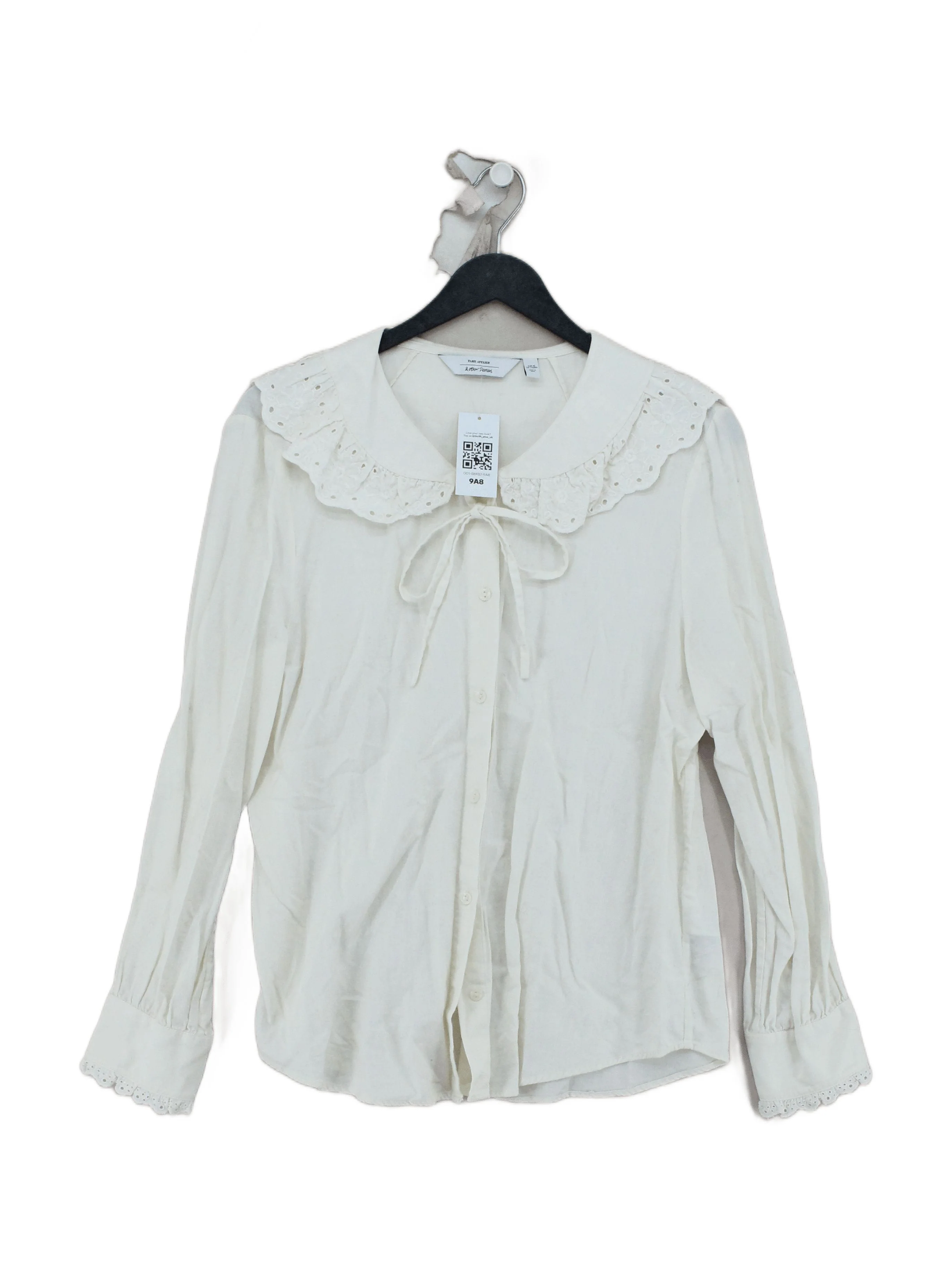 & Other Stories Women's Blouse UK 12 Cream Cotton with Polyester Basic