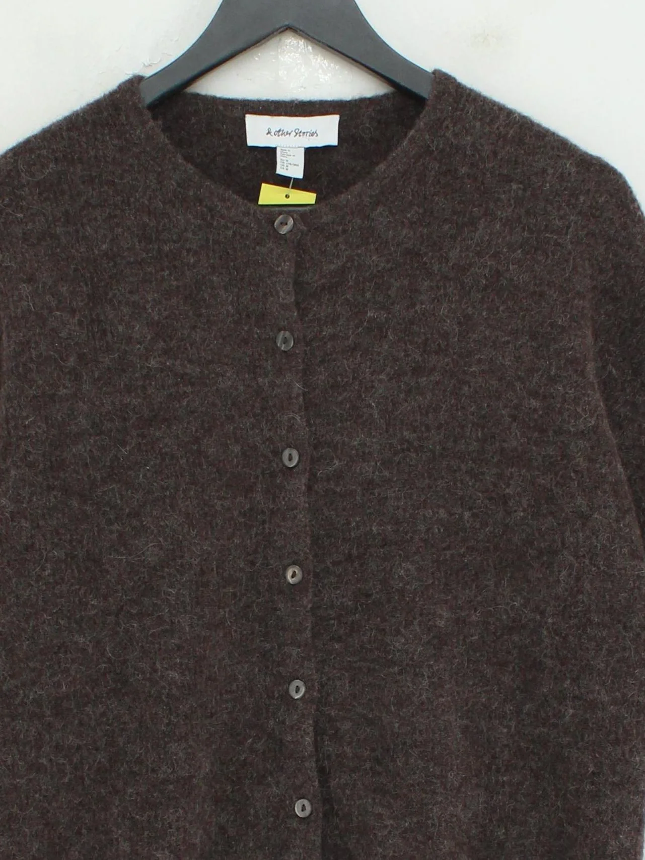 & Other Stories Women's Cardigan M Brown Wool with Polyamide, Elastane Cardigan - Image 3