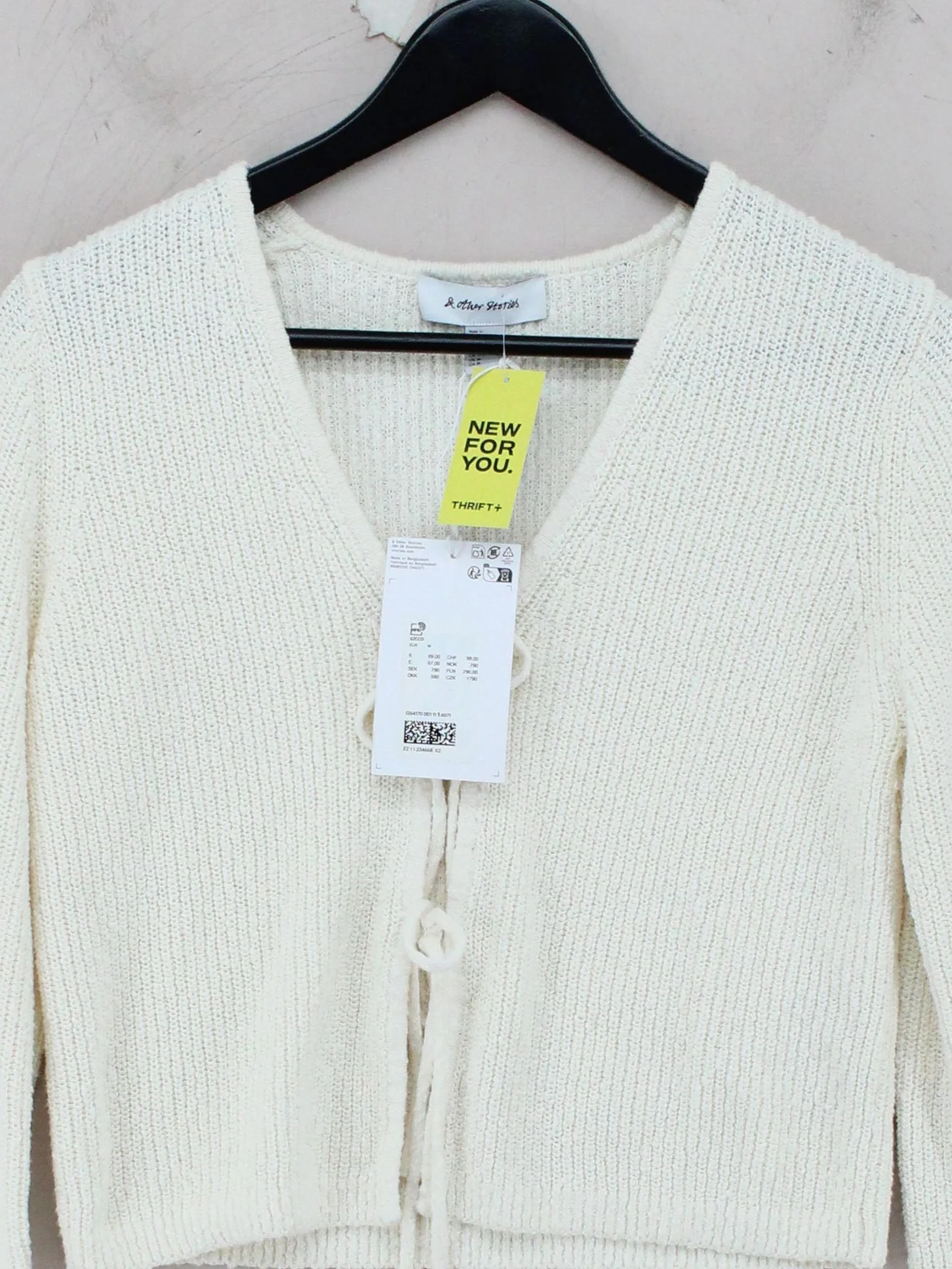 & Other Stories Women's Cardigan M Cream 100% Cotton V-Neck Cardigan - Image 3