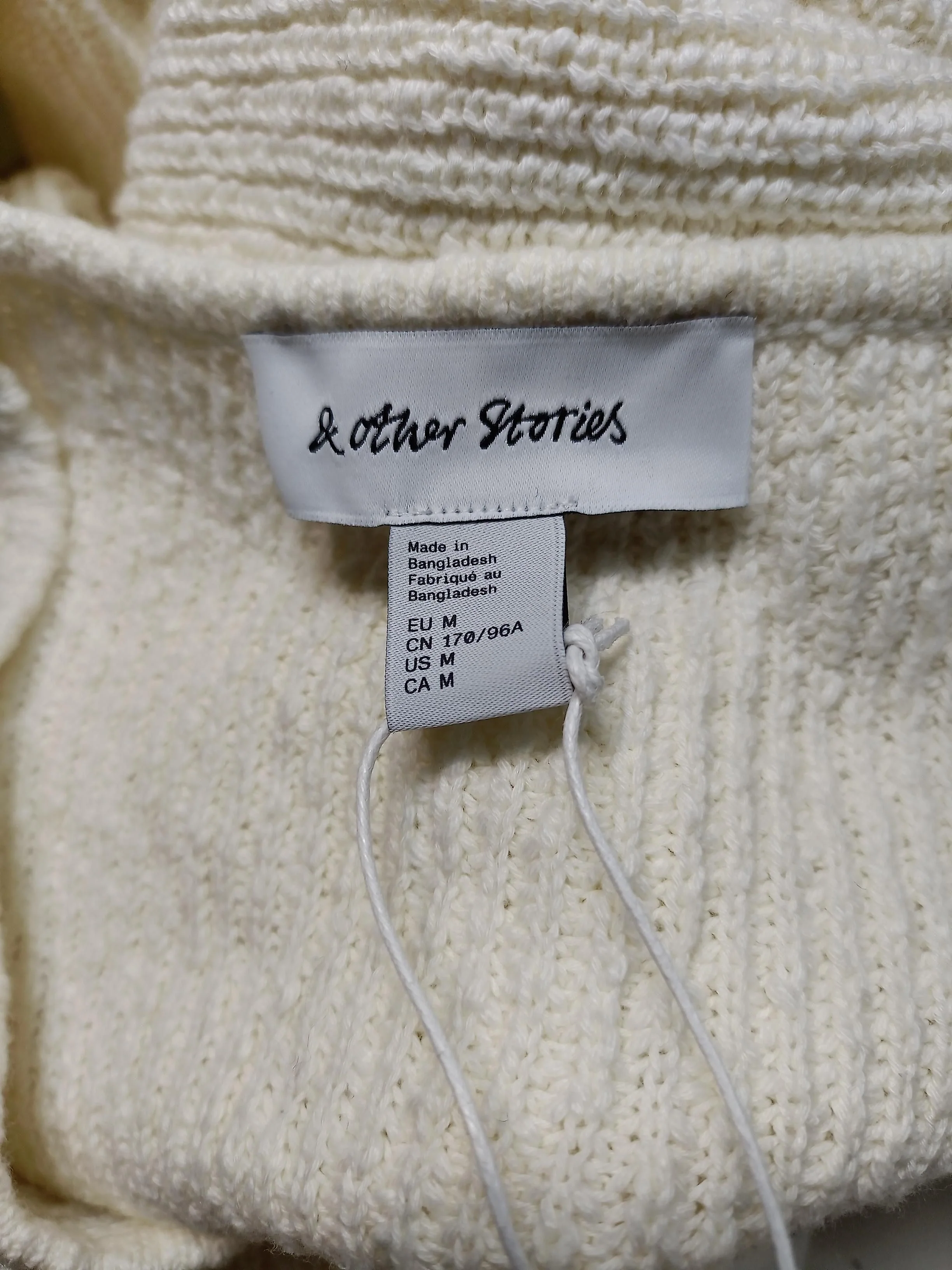 & Other Stories Women's Cardigan M Cream 100% Cotton V-Neck Cardigan - Image 5