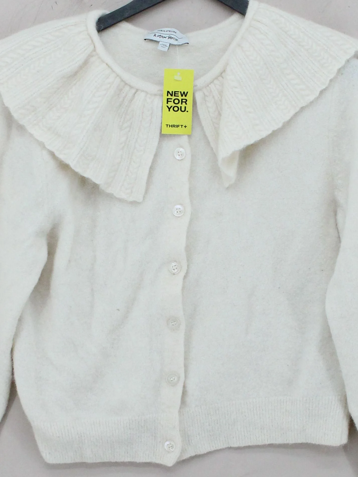 & Other Stories Women's Cardigan M Cream Polyamide - Image 3