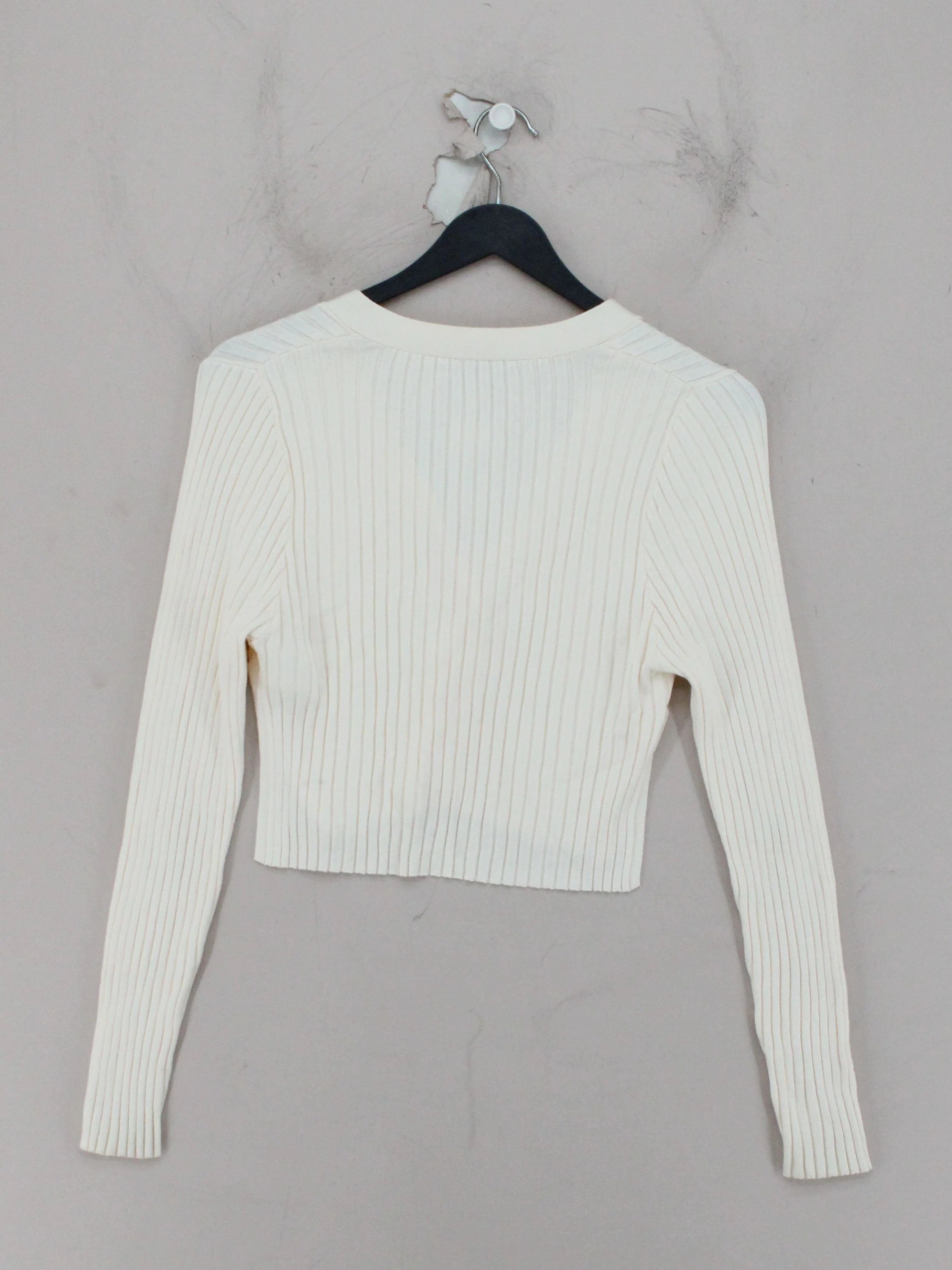 & Other Stories Women's Cardigan XS Cream Viscose with Polyamide V-Neck Cardigan - Image 2
