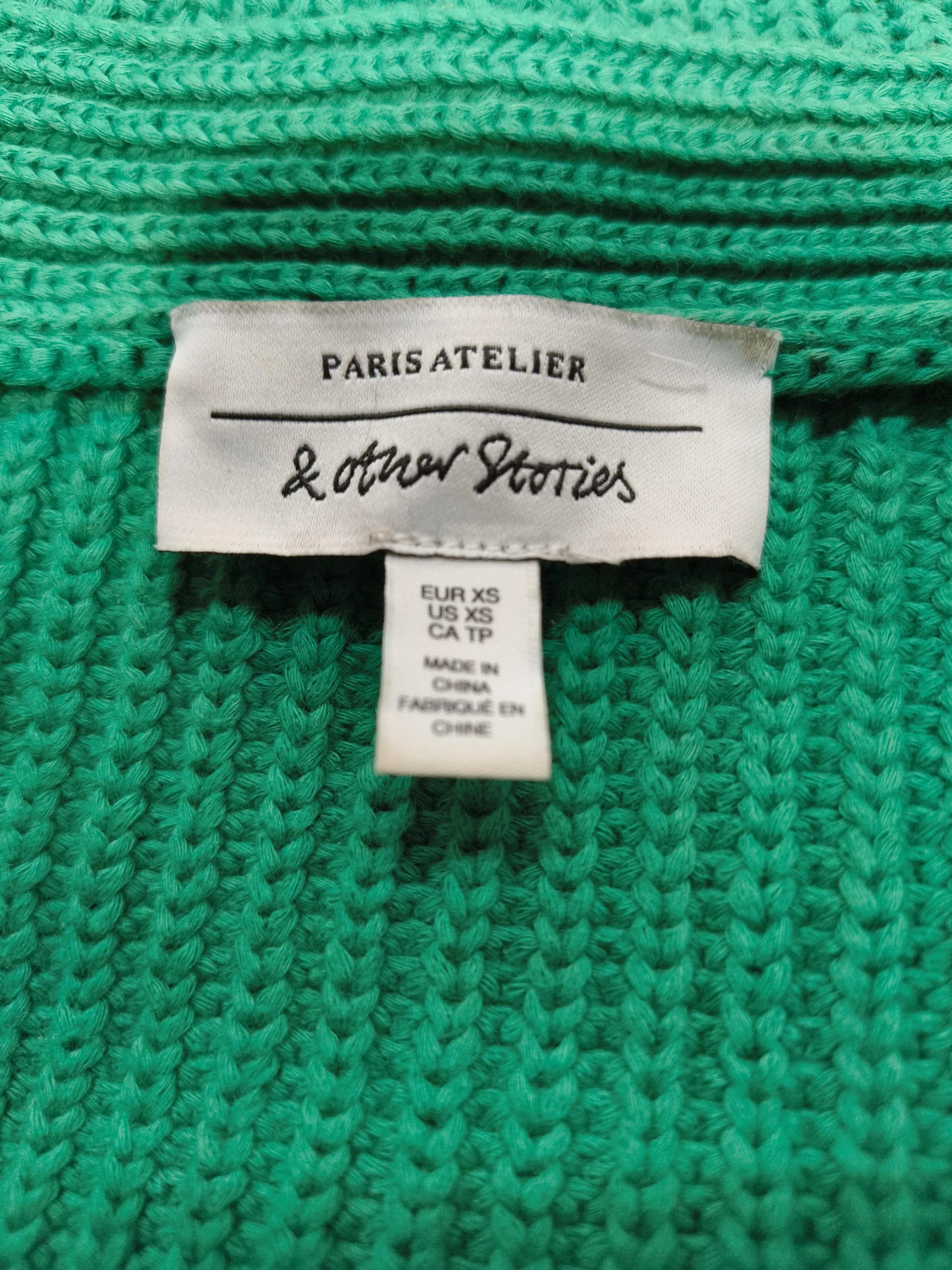 & Other Stories Women's Cardigan XS Green 100% Cotton V-Neck Cardigan - Image 5